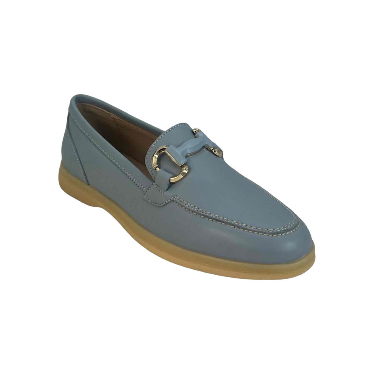 Keys Mocassino Donna in Camoscio Celeste con Morsetto