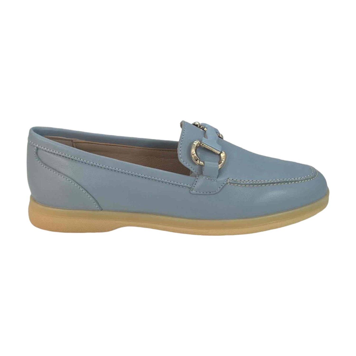 Keys Mocassino Celeste Basso in Pelle da Donna