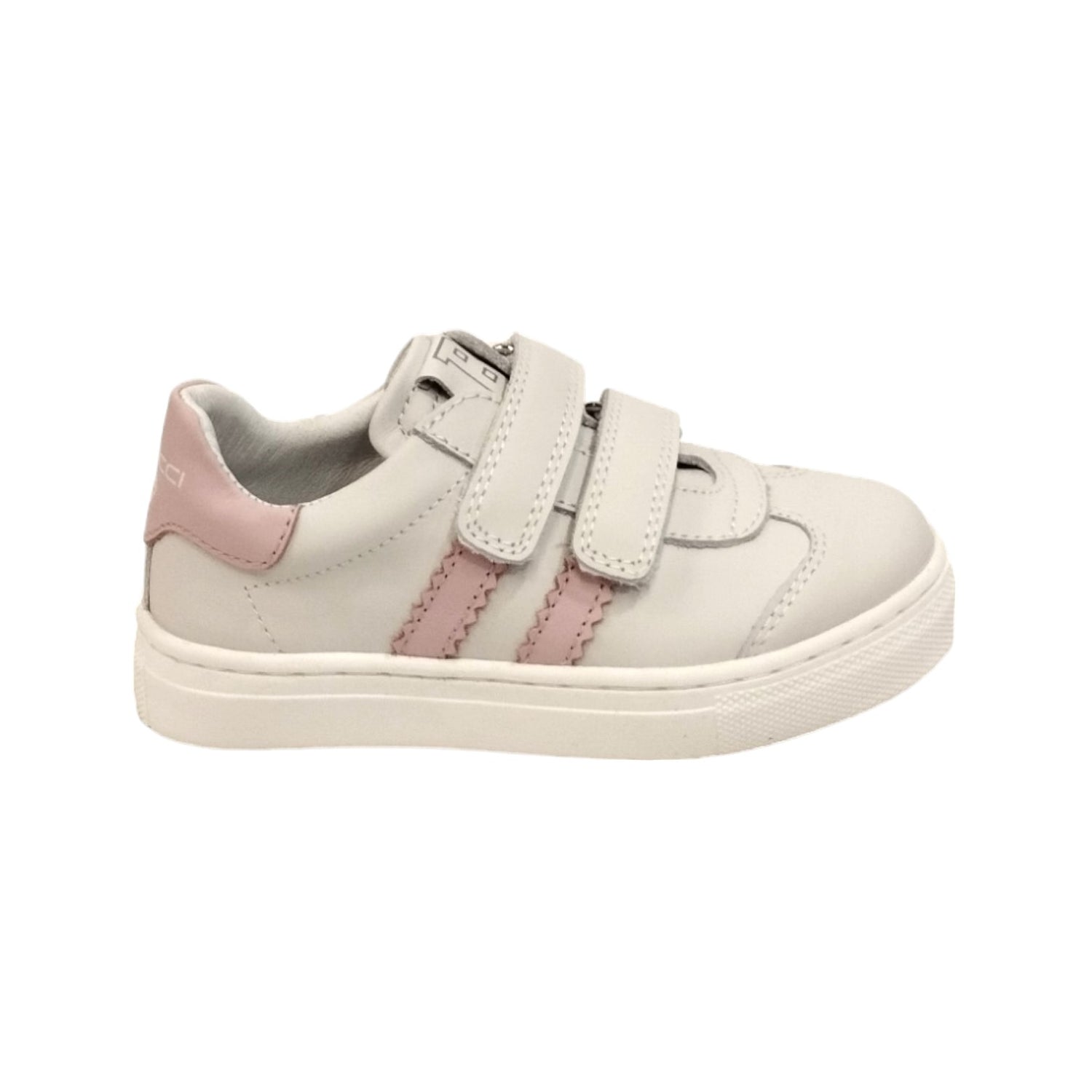 Balducci Sneakers Bianco Rosa con Strappo in Pelle da Bambina