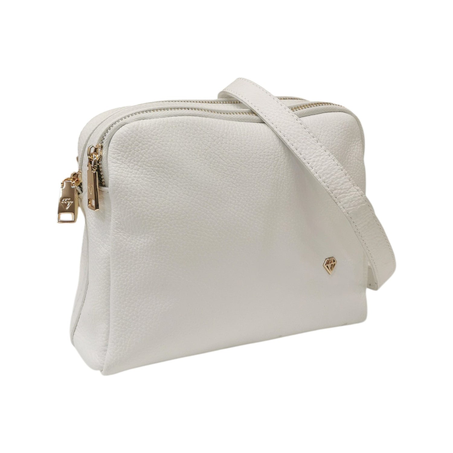 Caleidos Borsa a Tracolla Donna in Pelle Bianca con Triplo Scomparto