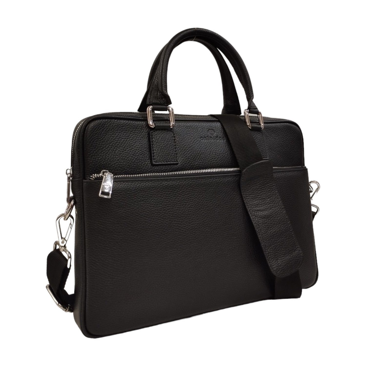 Caleidos Cartella Donna in Pelle Nera con Tasca Frontale e Tracolla