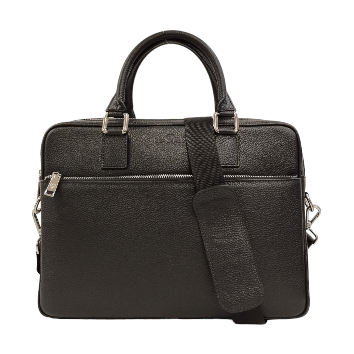 Caleidos Cartella Donna in Pelle Nera con Tasca Frontale e Tracolla