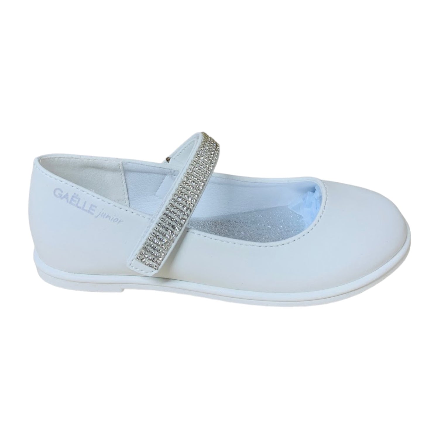 Gaelle Ballerina Bambina in Ecopelle Bianca con Fascia Strass