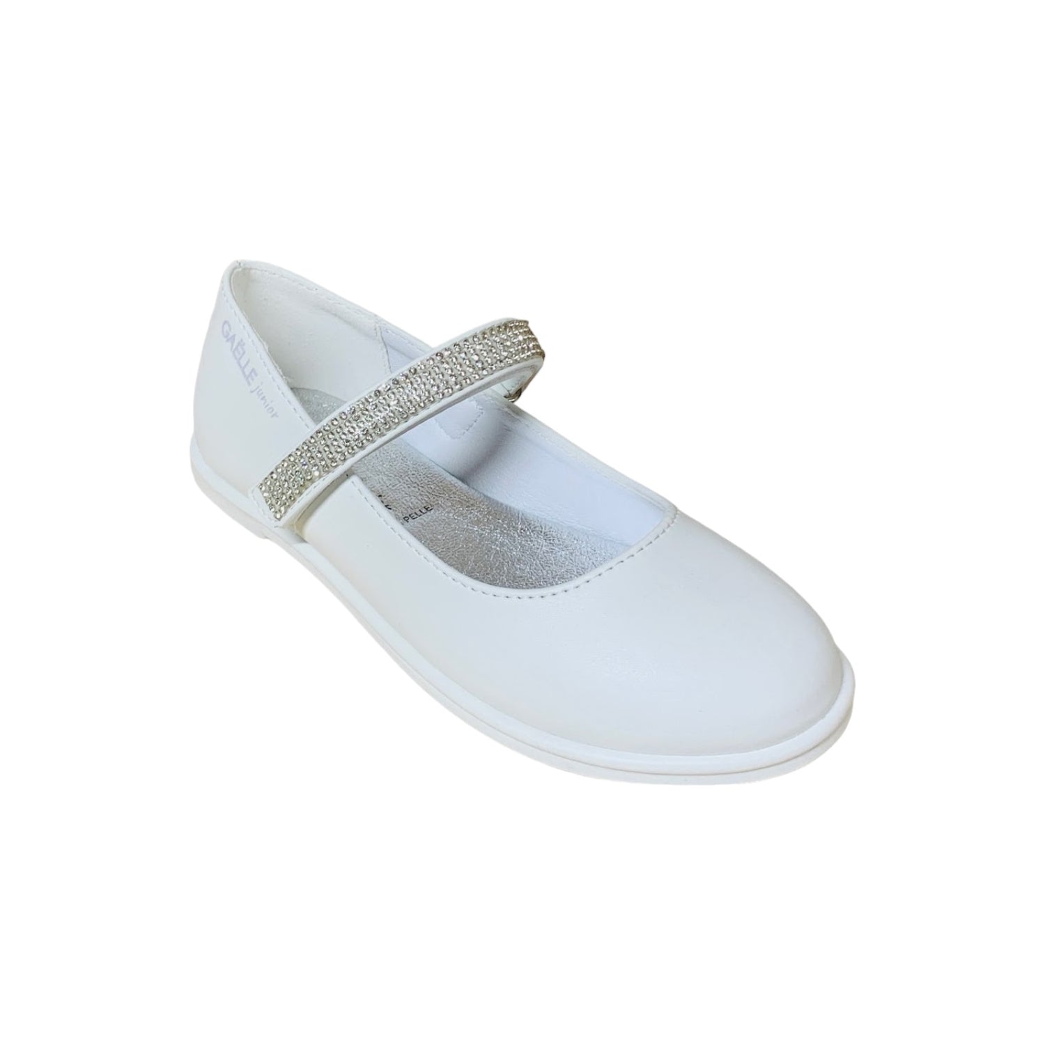 Gaelle Ballerina Bambina in Ecopelle Bianca con Fascia Strass