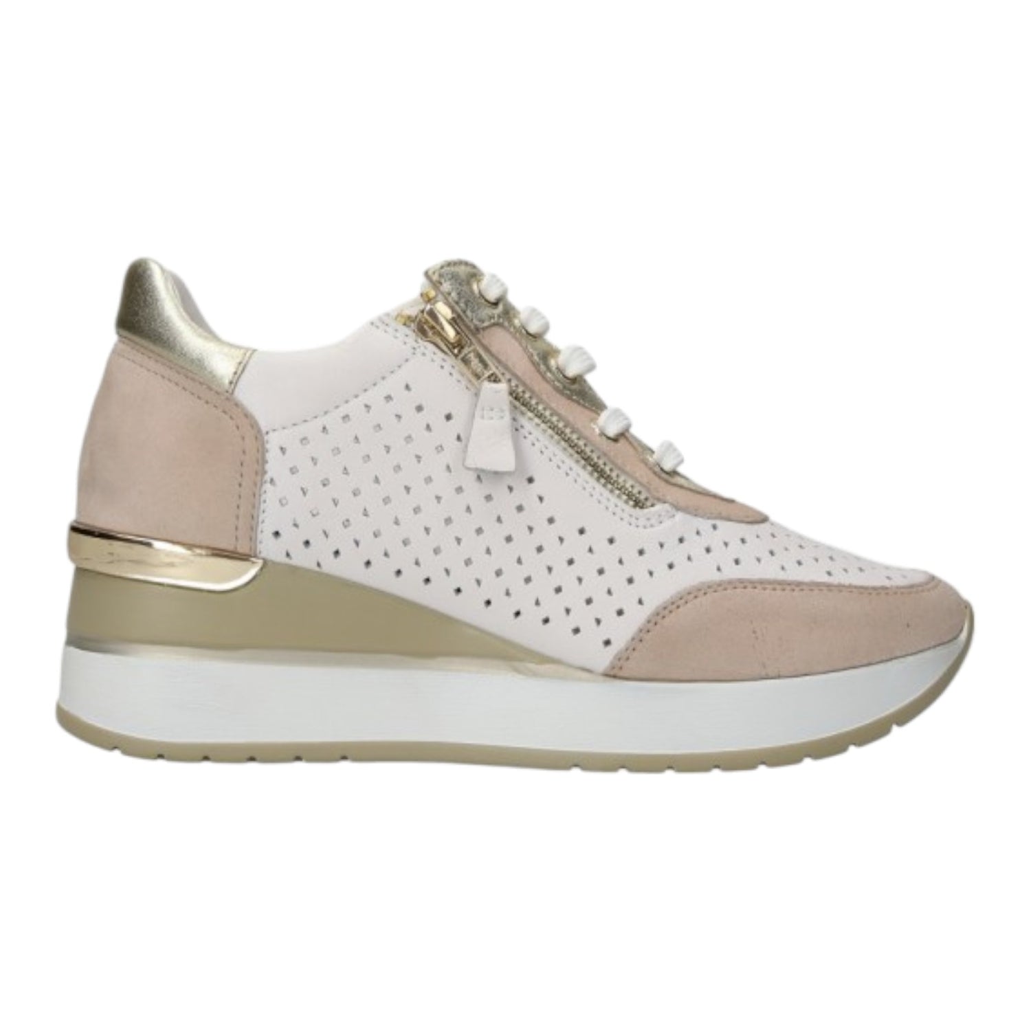 Valleverde Sneakers Beige Traforata con Cerniera da Donna
