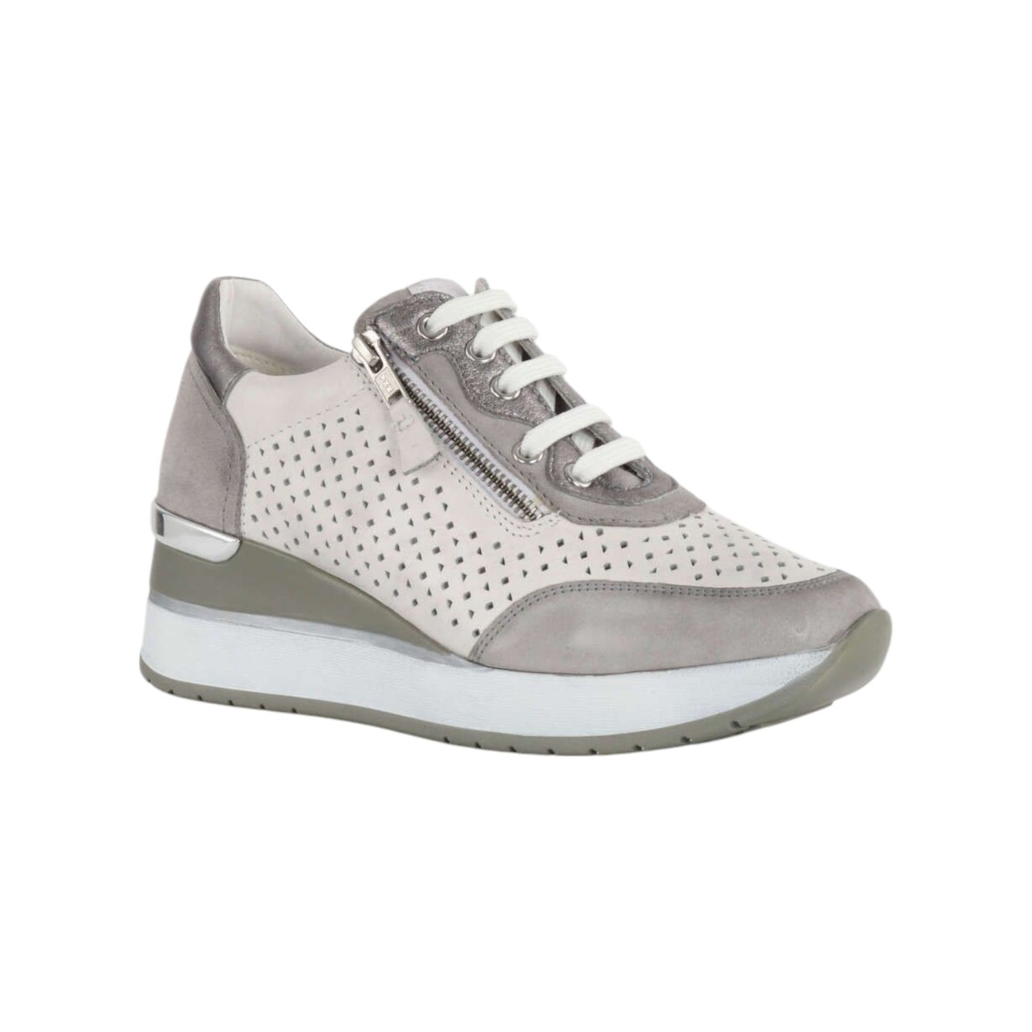 Valleverde Sneakers Grigia Traforata con Cerniera da Donna