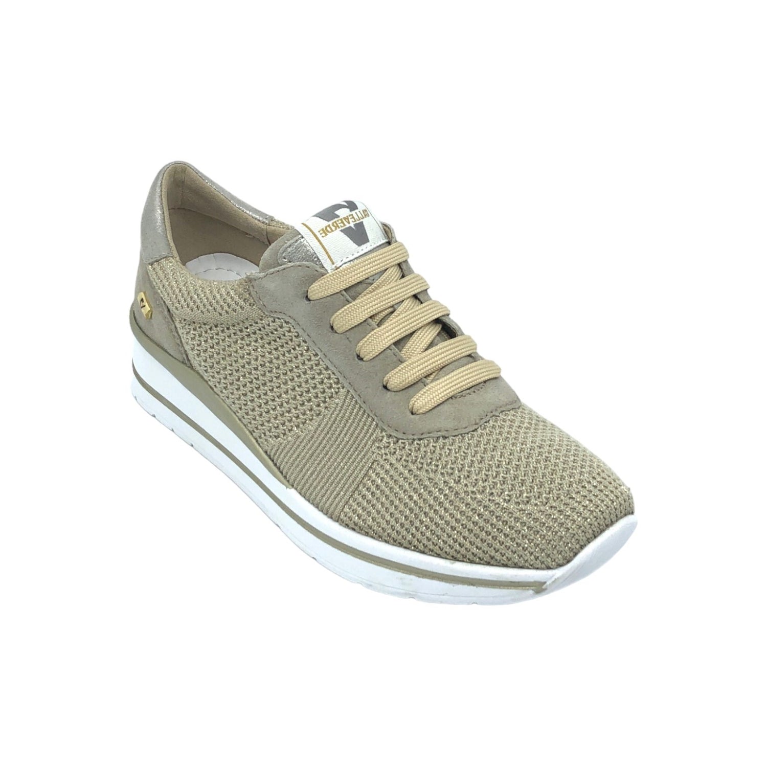 Valleverde Sneakers Dorata in Tessuto da Donna