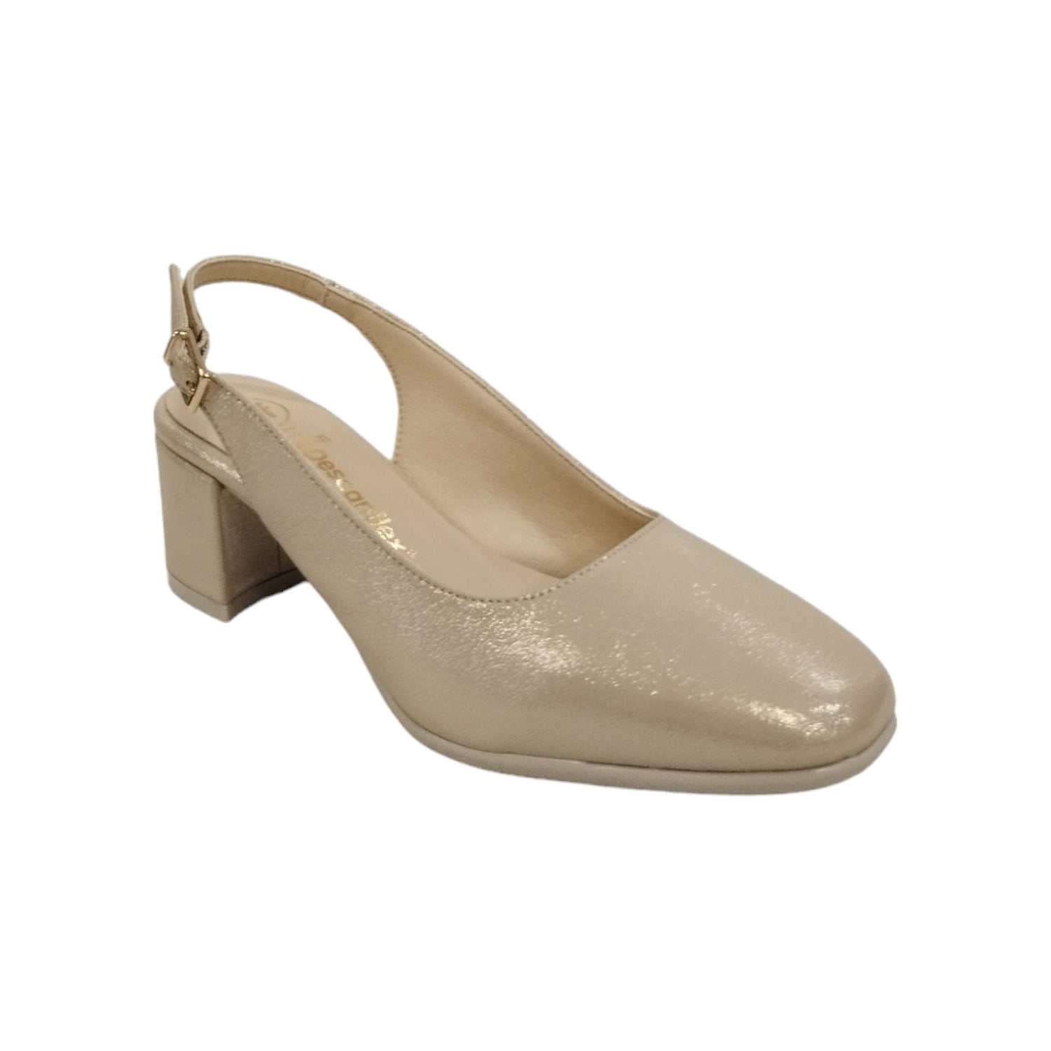 Descanflex Chanelle Donna in Pelle Platino con Punta Quadra e Tacco Largo di 6cm