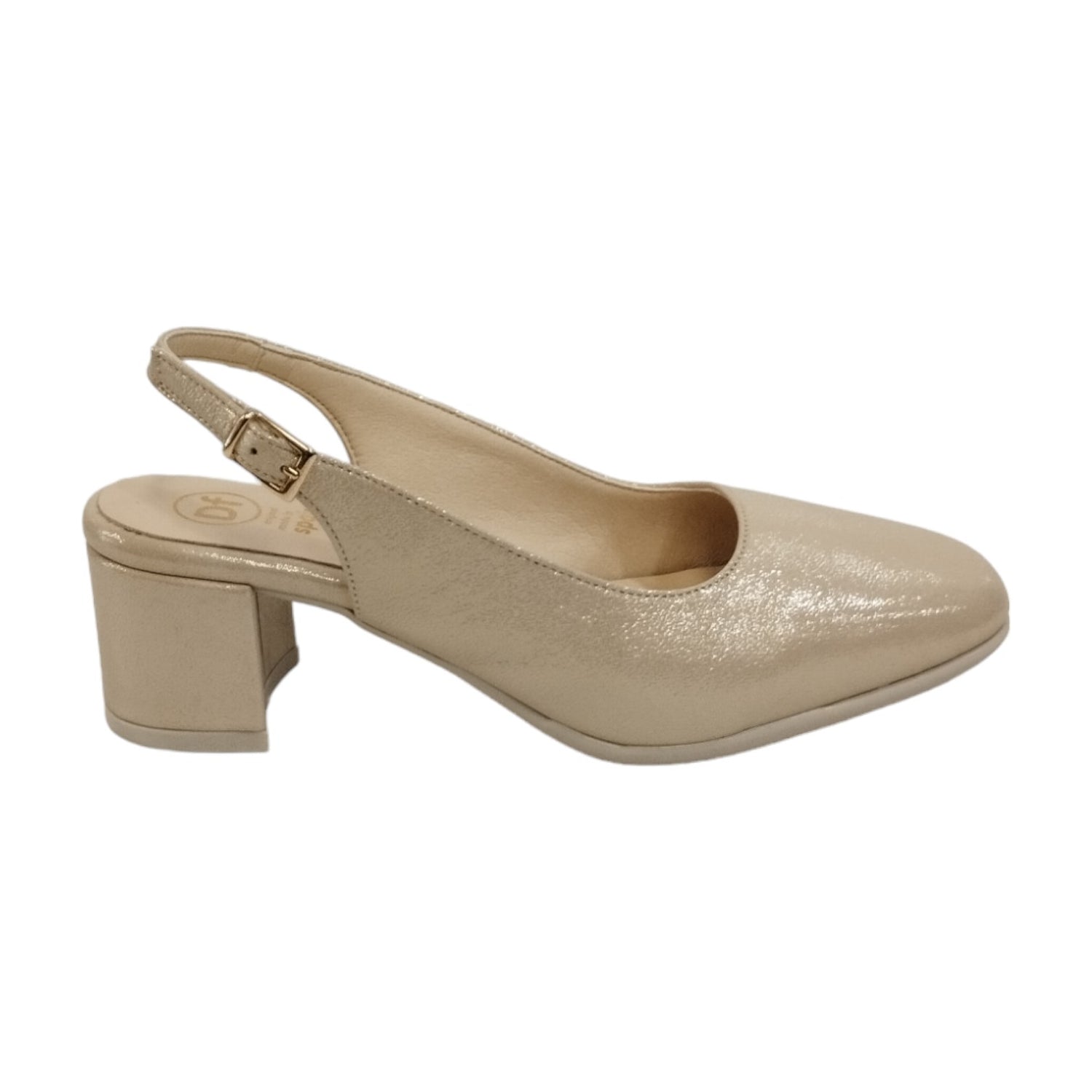 Descanflex Chanelle Donna in Pelle Platino con Punta Quadra e Tacco Largo di 6cm