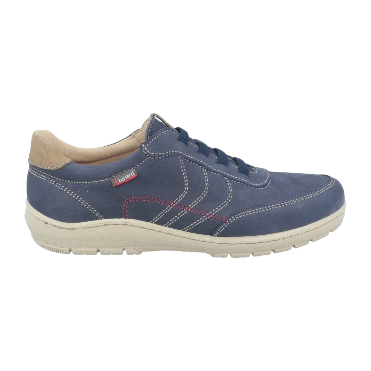 Luisetti Slip On Blu Uomo in Nabuck Blu con Cuciture Beige
