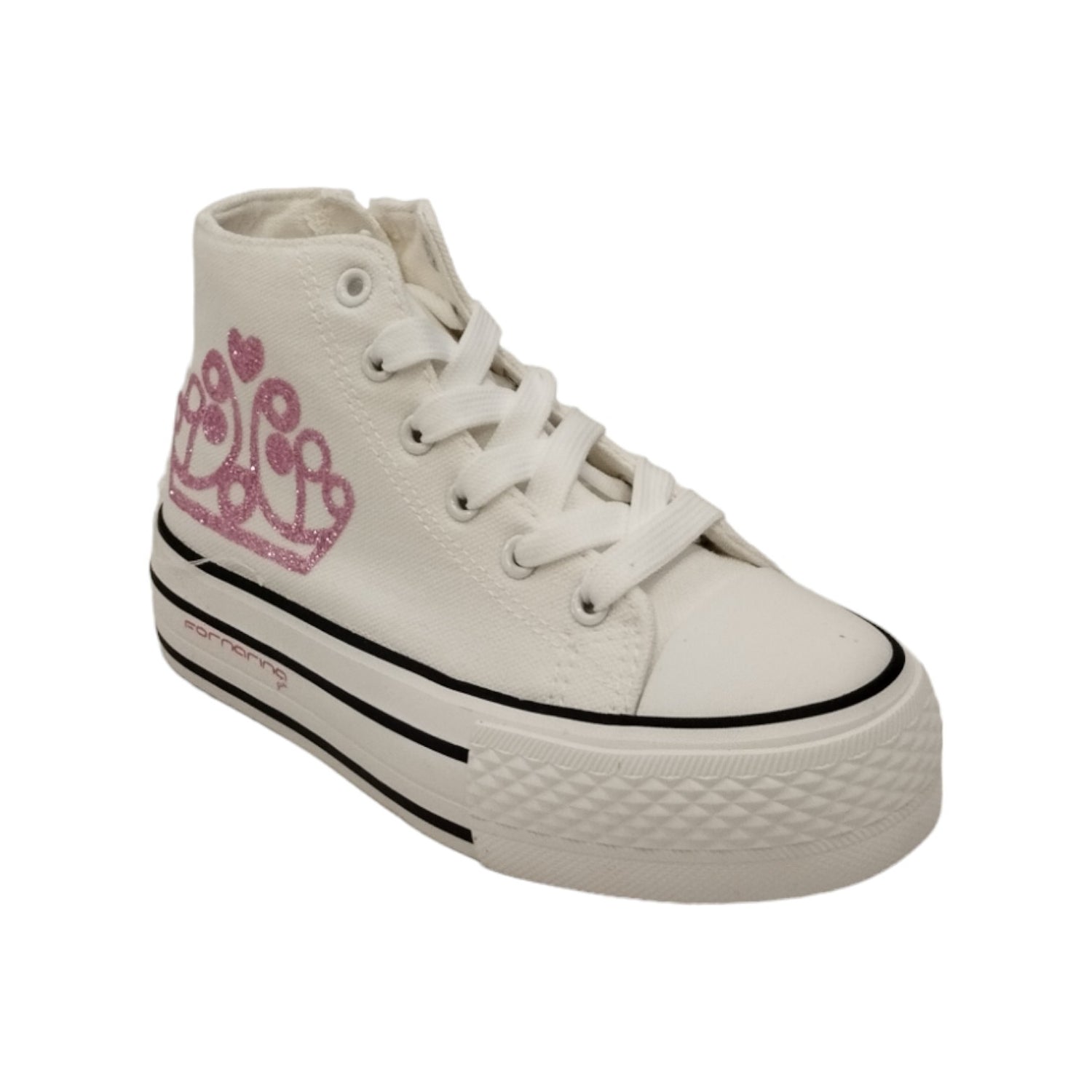 Fornarina Barbie2 Sneakers Platform Alta Bianca con Dettaglio Fucsia da Bambina