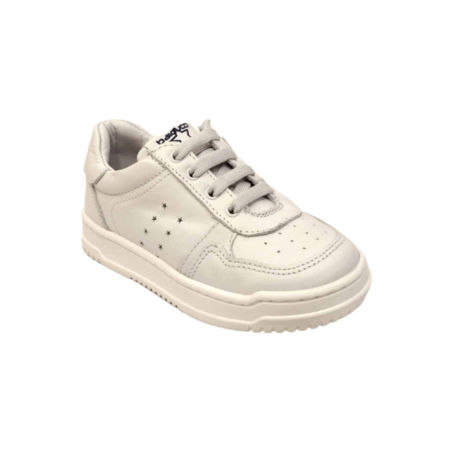 Balducci Sneakers Bianca in Pelle con Lacci e Cerniera da Bambino