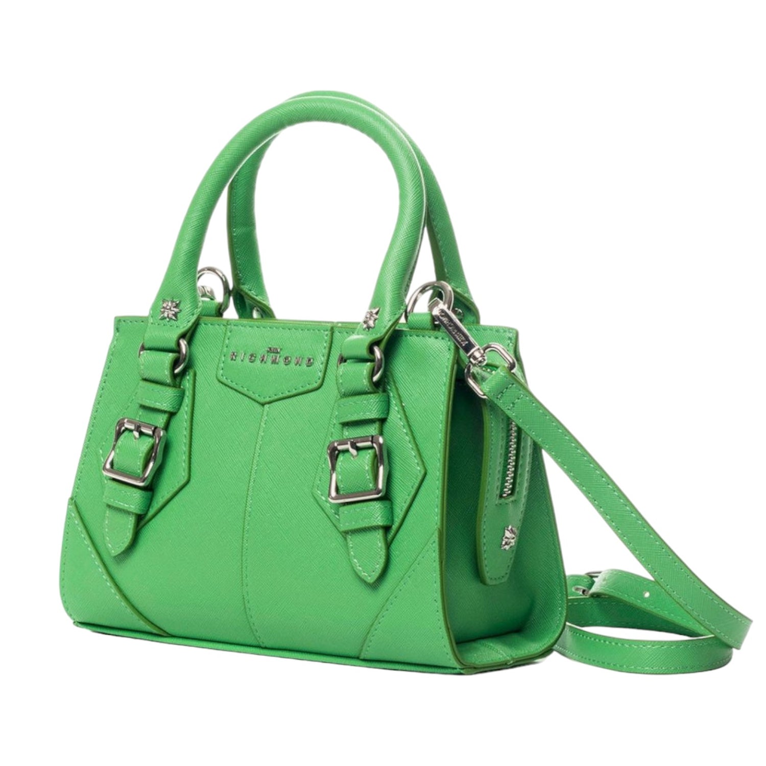 John Richmond Mini Borsa a Mano Verde con Tracolla