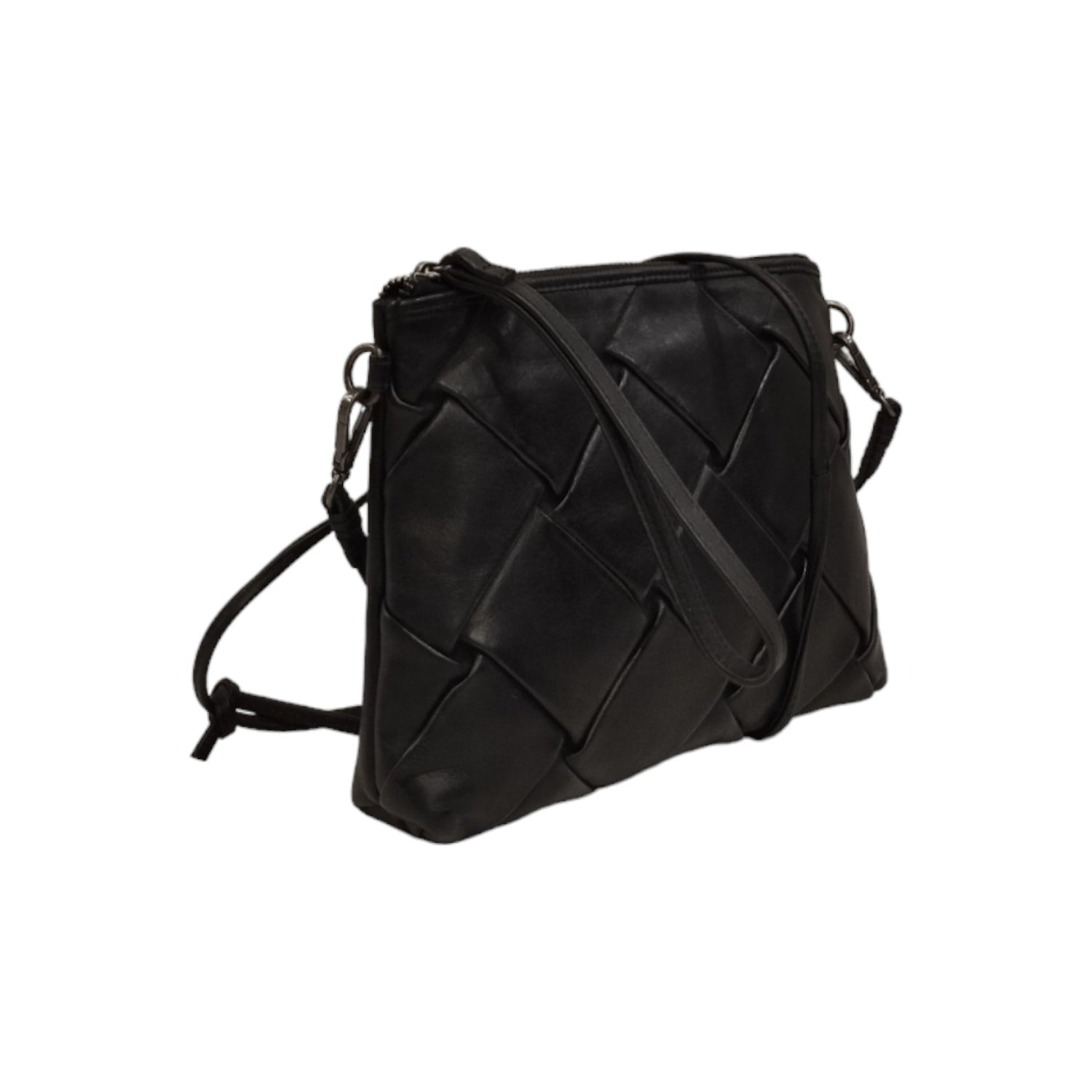 Gianni Conti Pochette Linea Miranda Donna in Pelle Intrecciata Nera con Tracolla