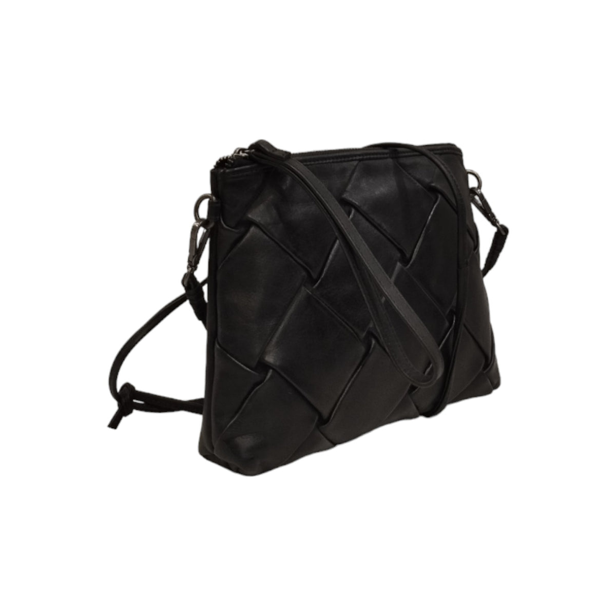 Gianni Conti Pochette Linea Miranda Donna in Pelle Intrecciata Nera con Tracolla
