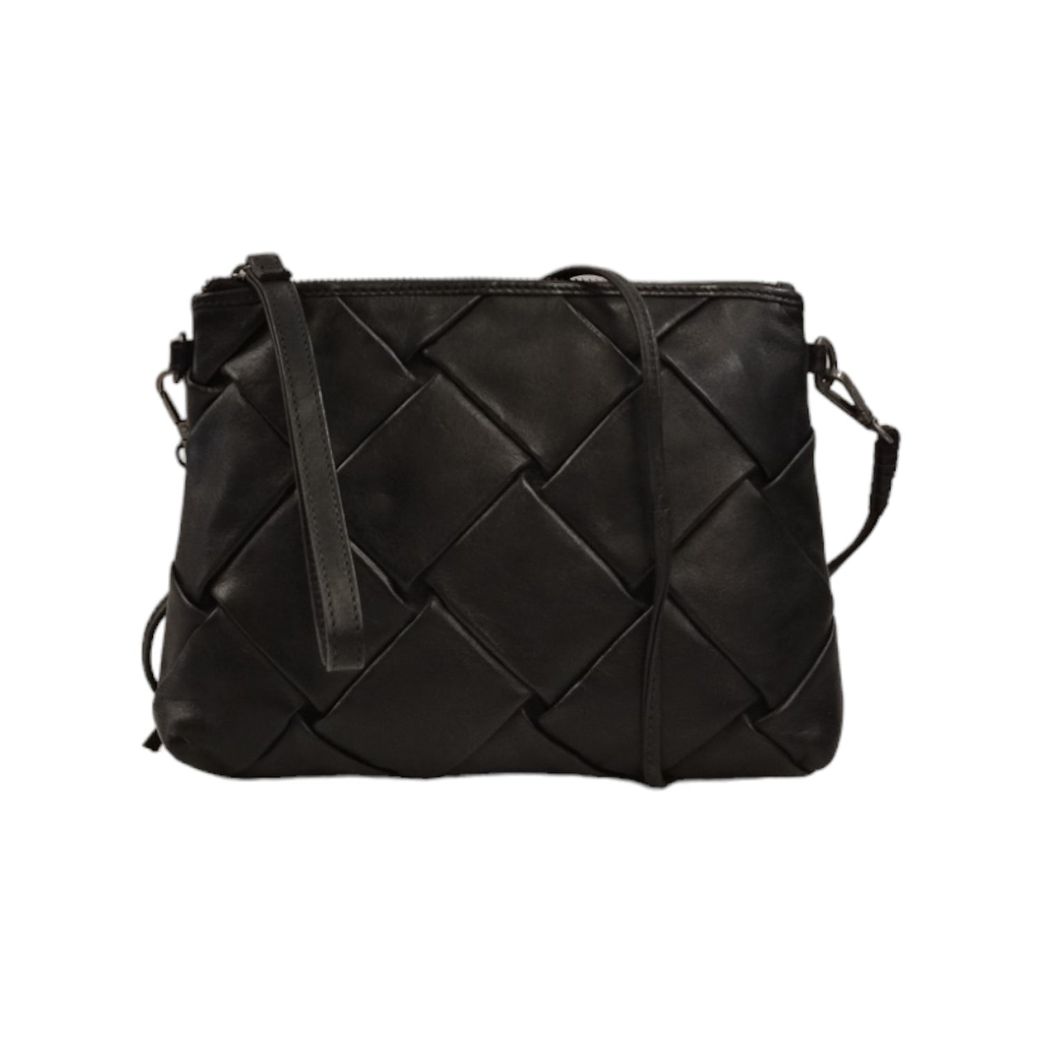 Gianni Conti Pochette Linea Miranda Donna in Pelle Intrecciata Nera con Tracolla