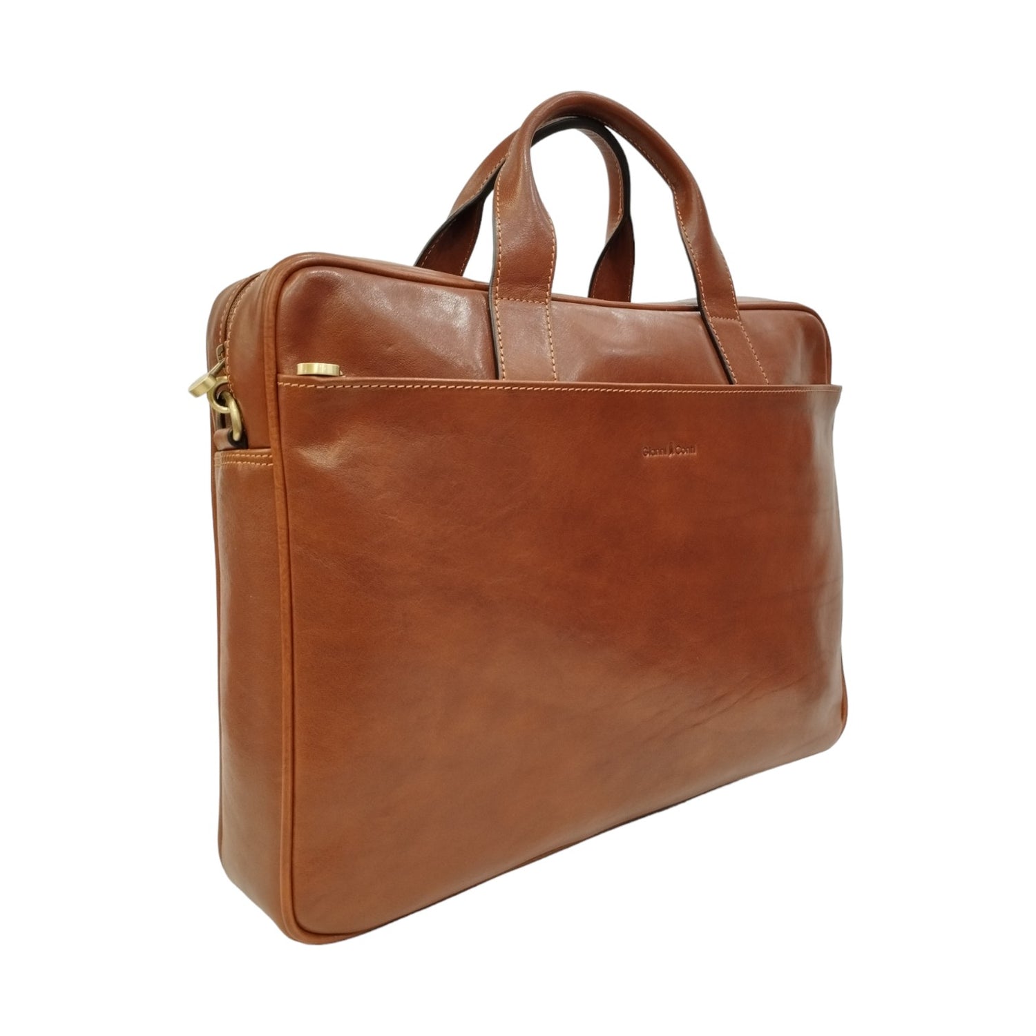 Gianni Conti Cartella Uomo Cognac in Pelle con Tracolla e Tasca Frontale