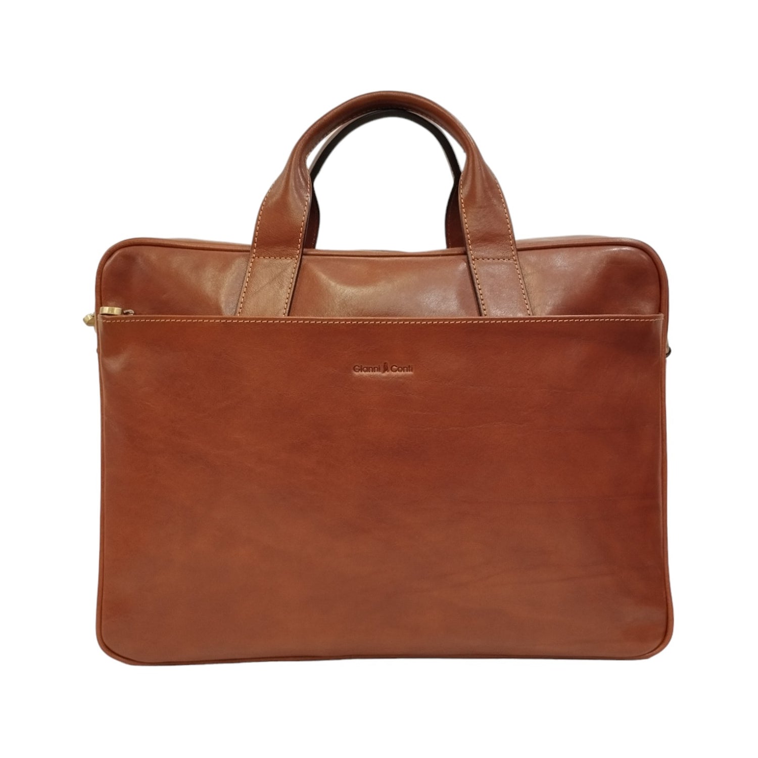 Gianni Conti Cartella Uomo Cognac in Pelle con Tracolla e Tasca Frontale