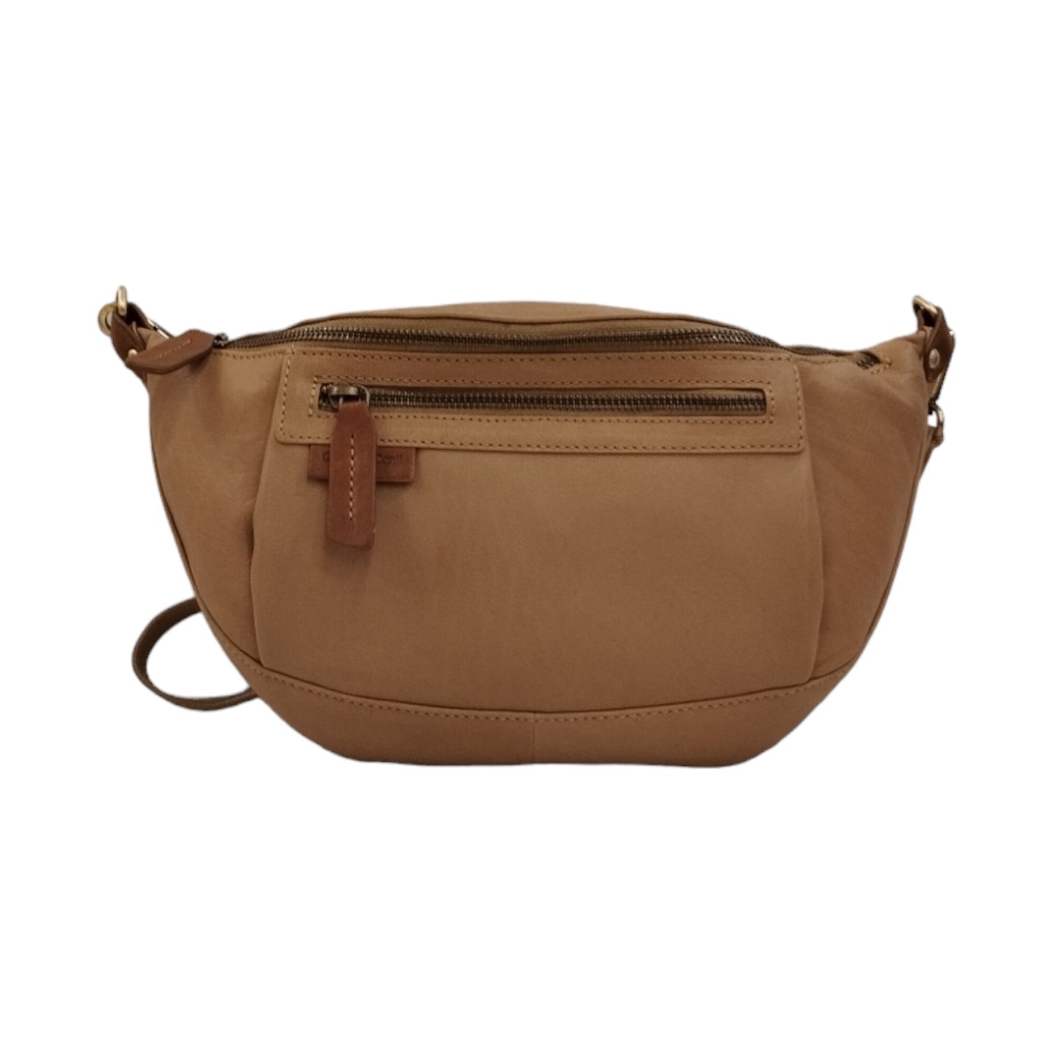 Gianni Conti Marsupio Unisex in Pelle Sabbia con Tasca Frontale