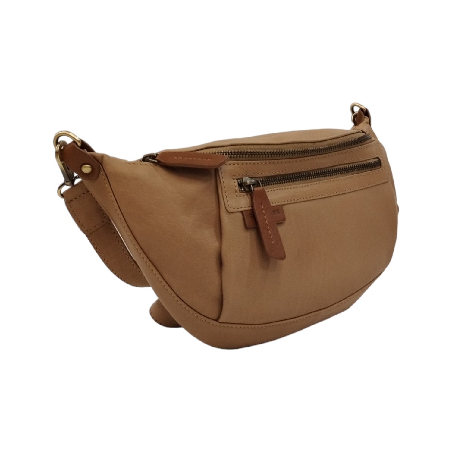 Gianni Conti Marsupio Unisex in Pelle Sabbia con Tasca Frontale