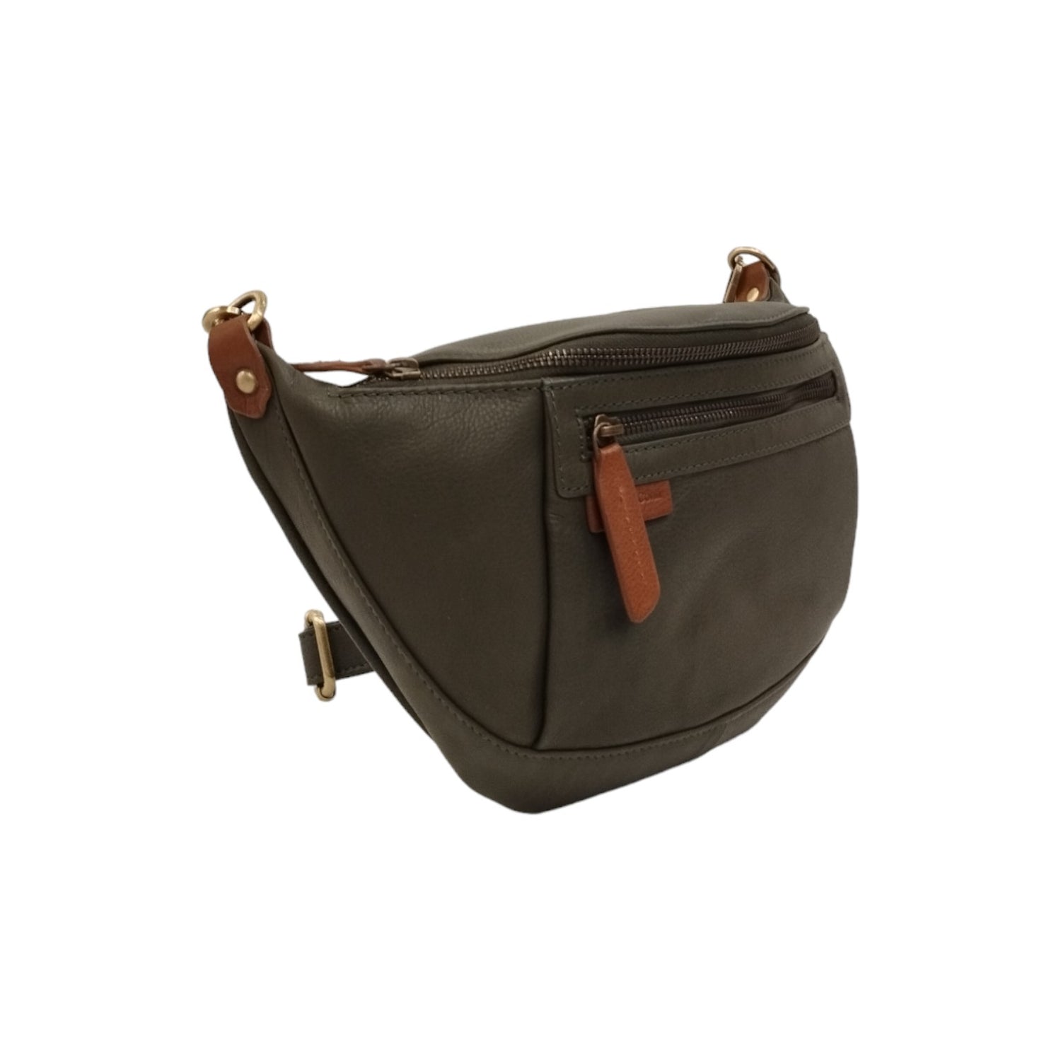 Gianni Conti Marsupio Unisex in Pelle Verde con Tasca Frontale