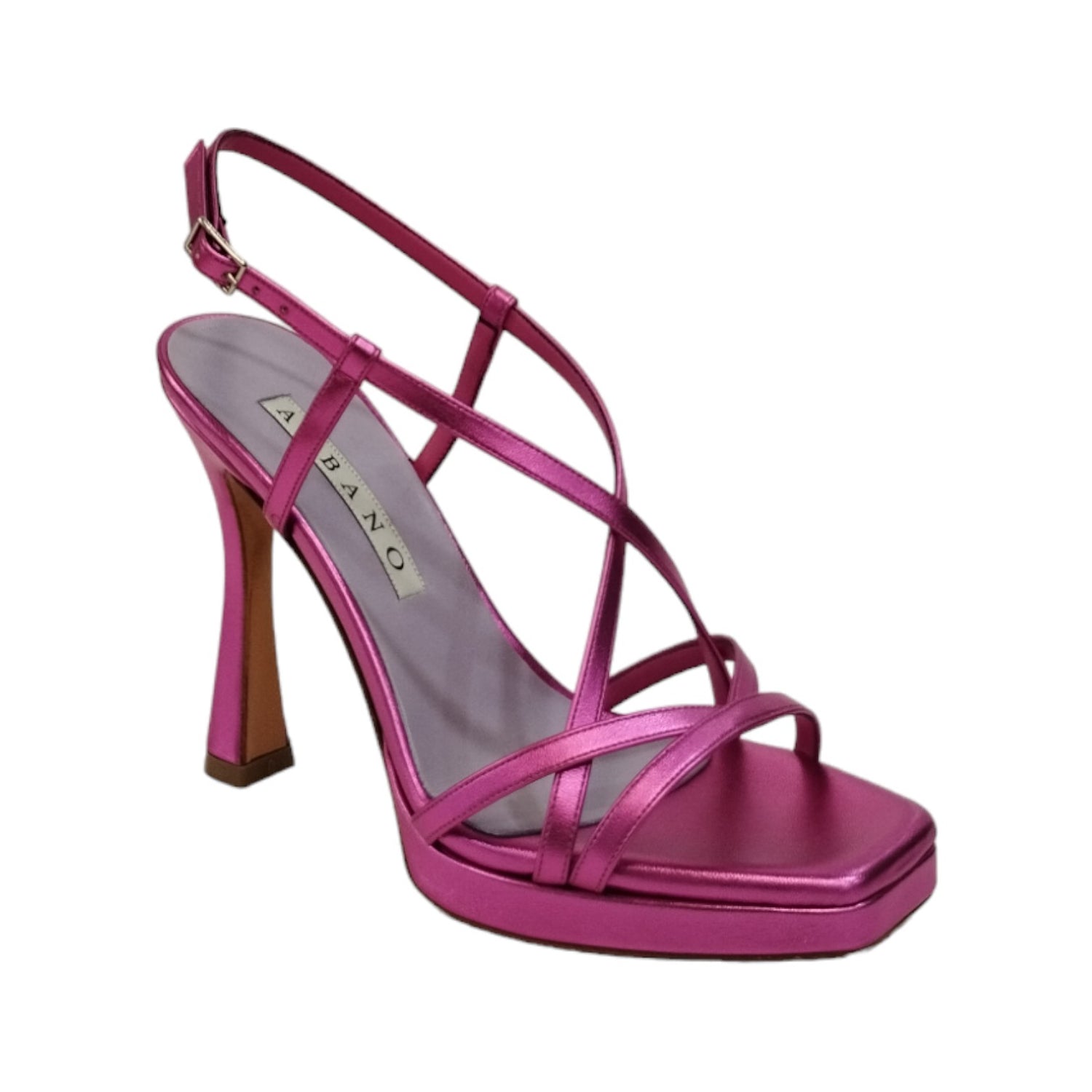 Albano Sandalo Fucsia in Pelle Laminata con Plateau t.11