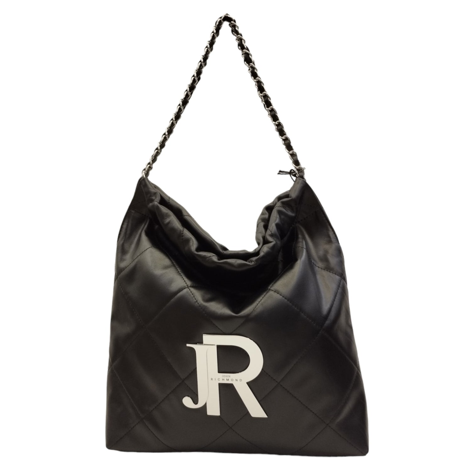 John Richmond Borsa a Spalla con Catena Nero in Pelle