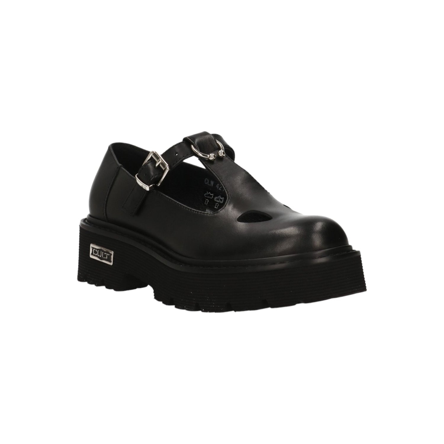 Cult Sabot Nero in Pelle con Chiusura con Fibbia