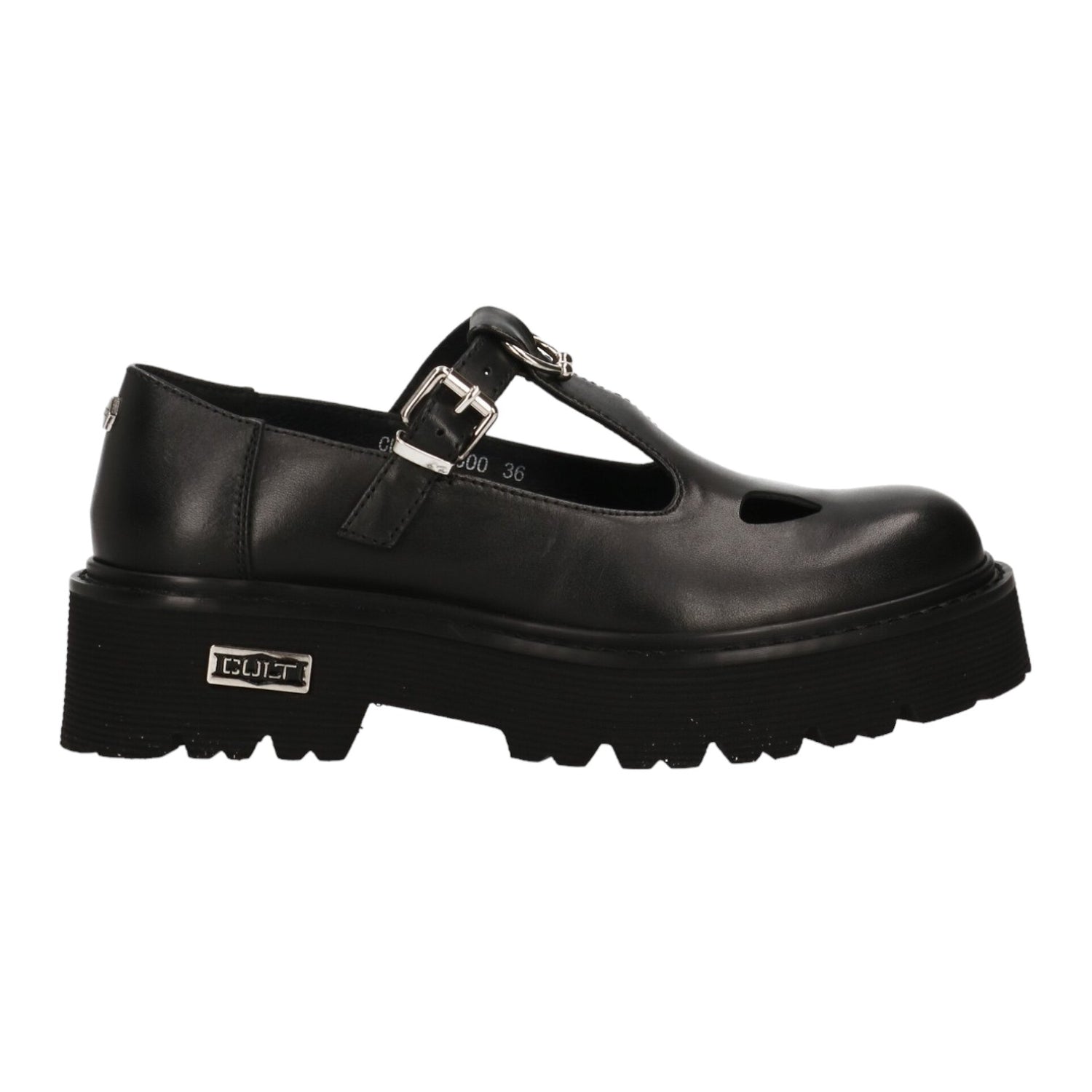 Cult Sabot Nero in Pelle con Chiusura con Fibbia