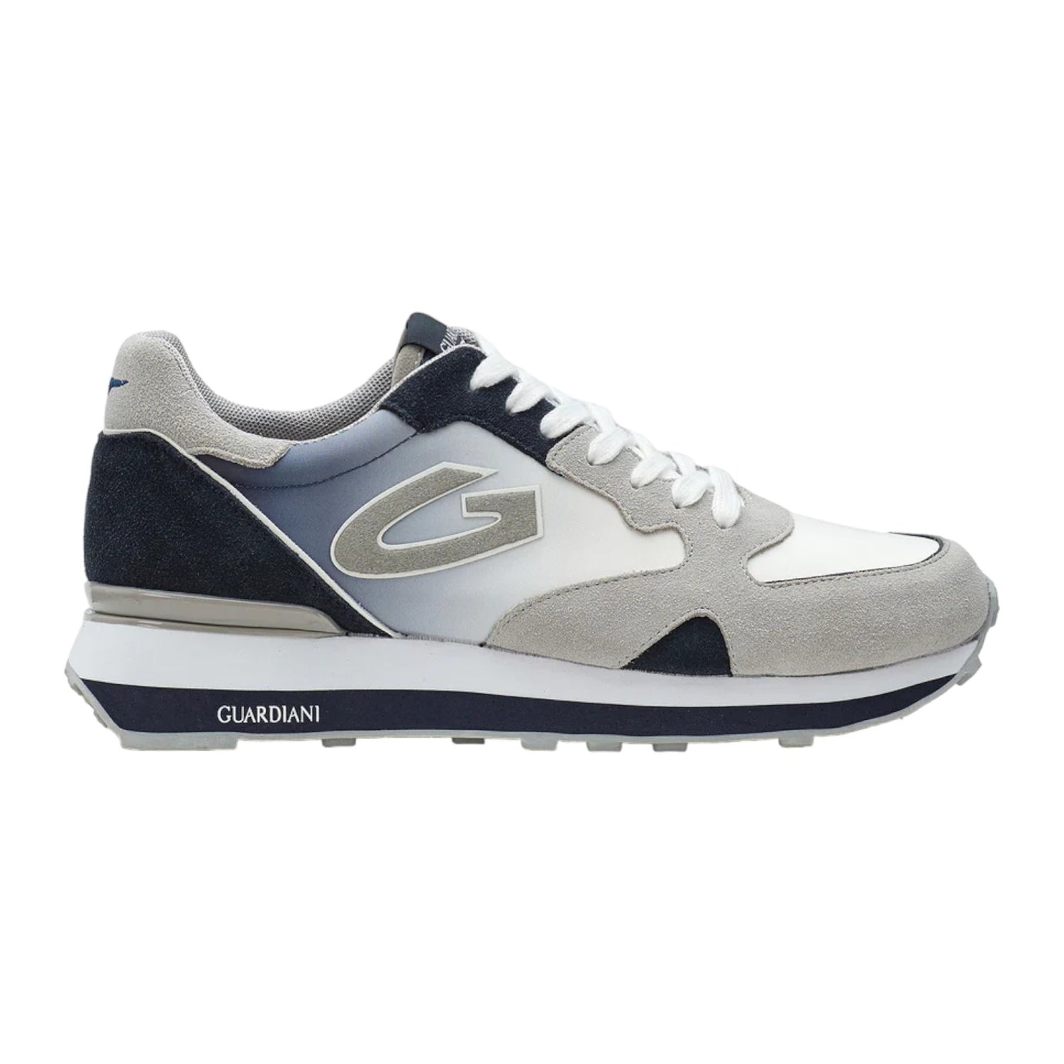 Guardiani Sneakers Grigio Blu Scamosciata con Inserti in Tessuto