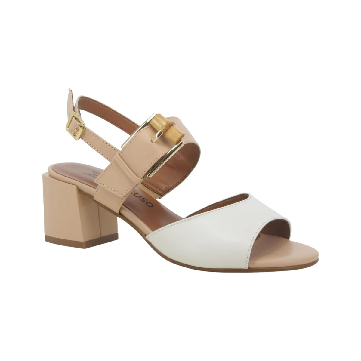 Melluso Sandalo Donna in Pelle Bianco Crema con Tacco Largo 60mm