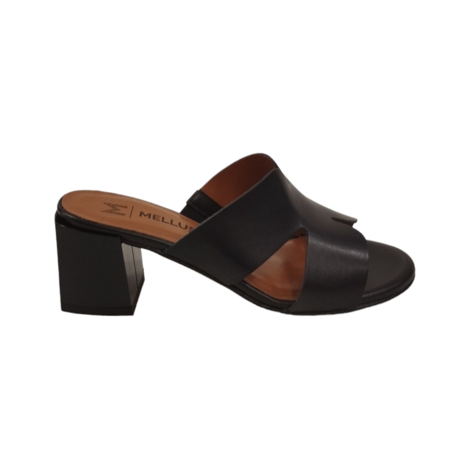 Melluso Scalzato Donna in Pelle Nera con Tacco Largo 60mm