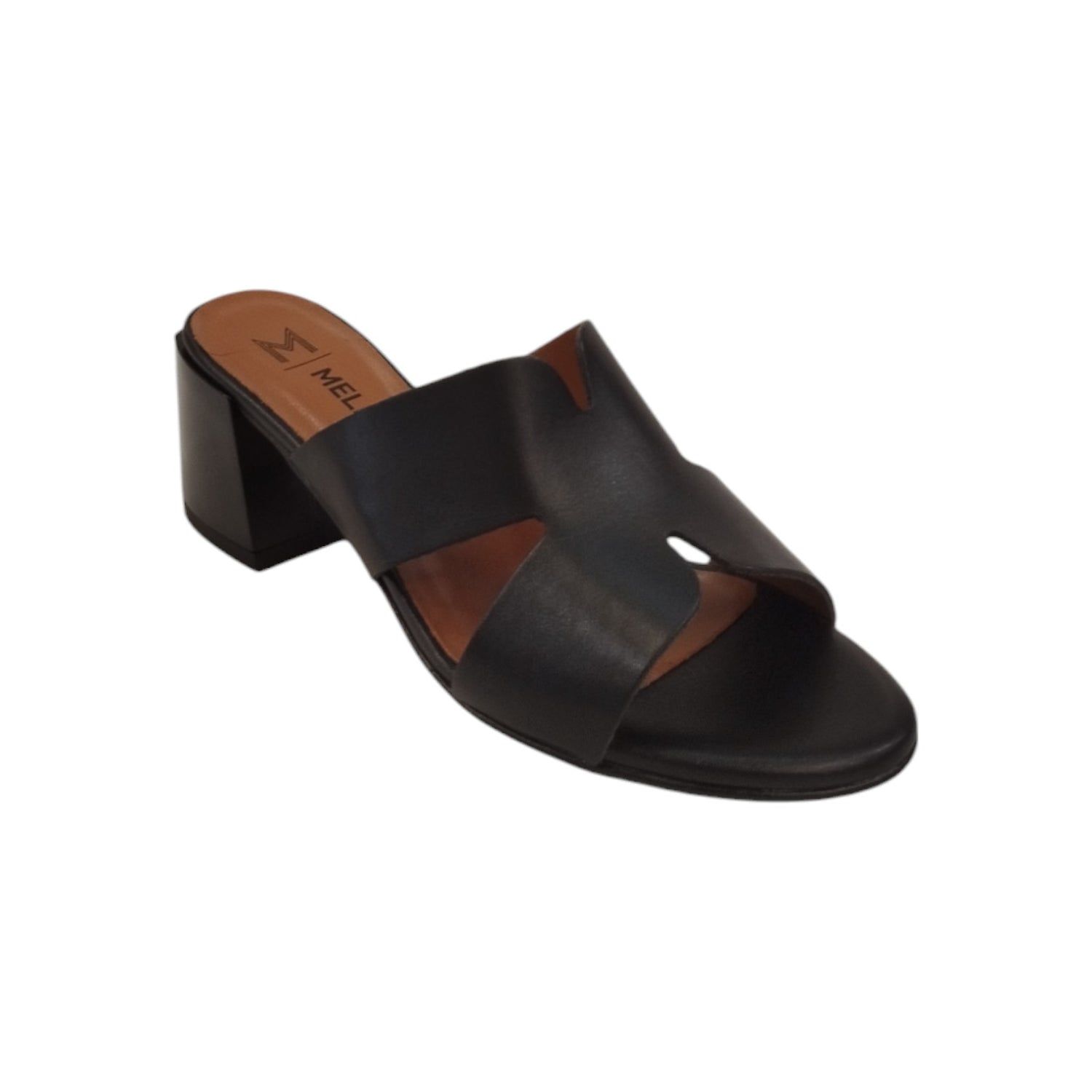 Melluso Scalzato Donna in Pelle Nera con Tacco Largo 60mm