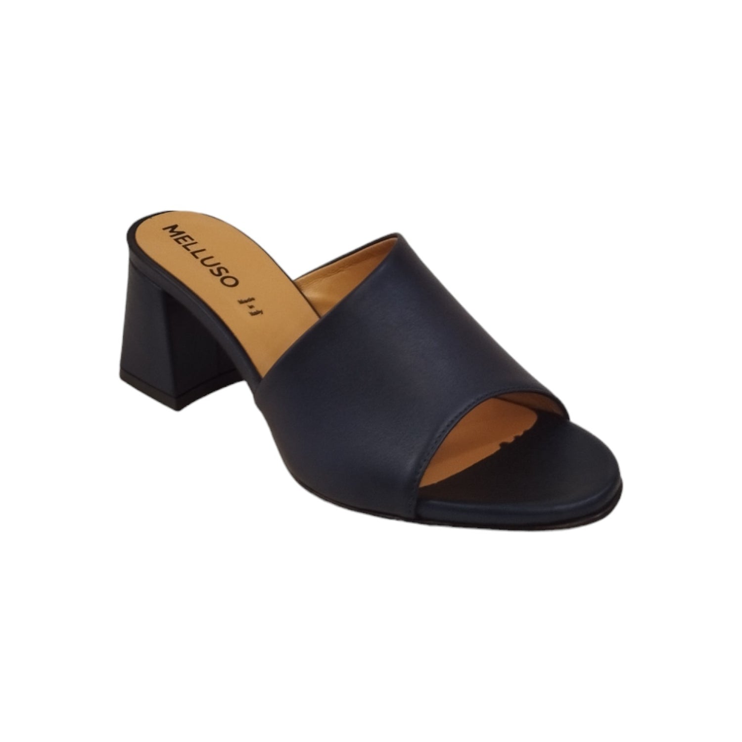 Melluso Scalzato Donna in Pelle Blu con Tacco Largo 70mm