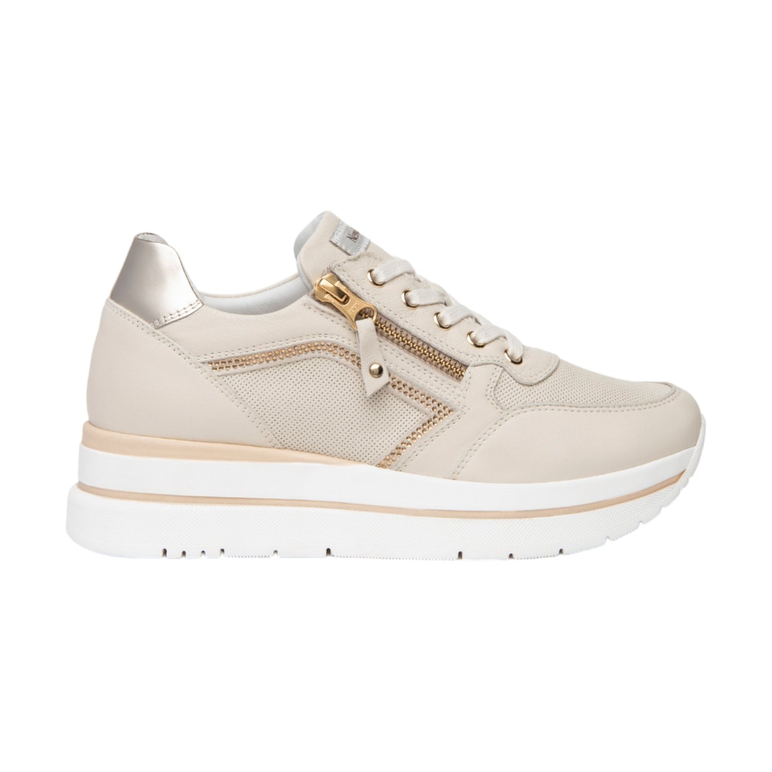 Nero Giardini Sneakers Donna Beige con Cerniera Laterale