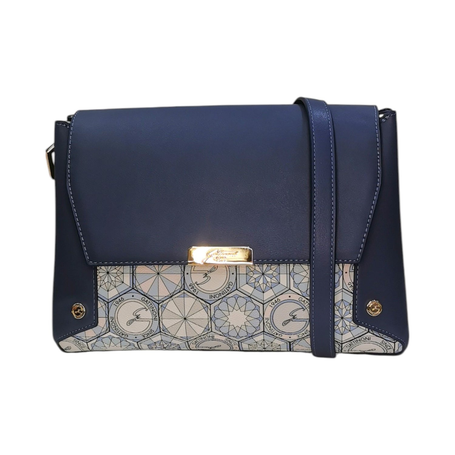 Gattinoni Roma Borsa a Tracolla Donna con 3 Scomparti in Stampa Teodosia Avio e Chiusura con Bottone