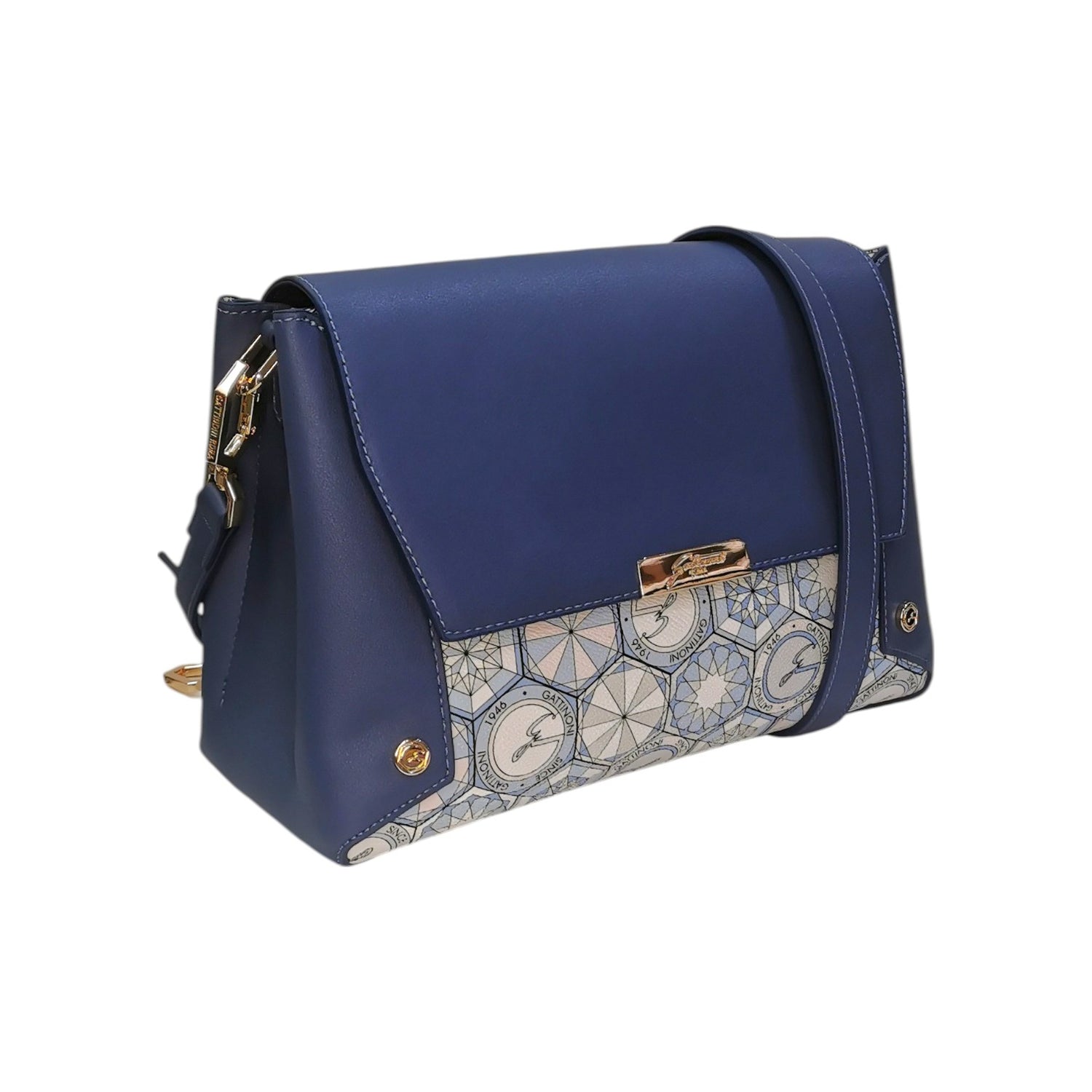 Gattinoni Roma Borsa a Tracolla Donna con 3 Scomparti in Stampa Teodosia Avio e Chiusura con Bottone