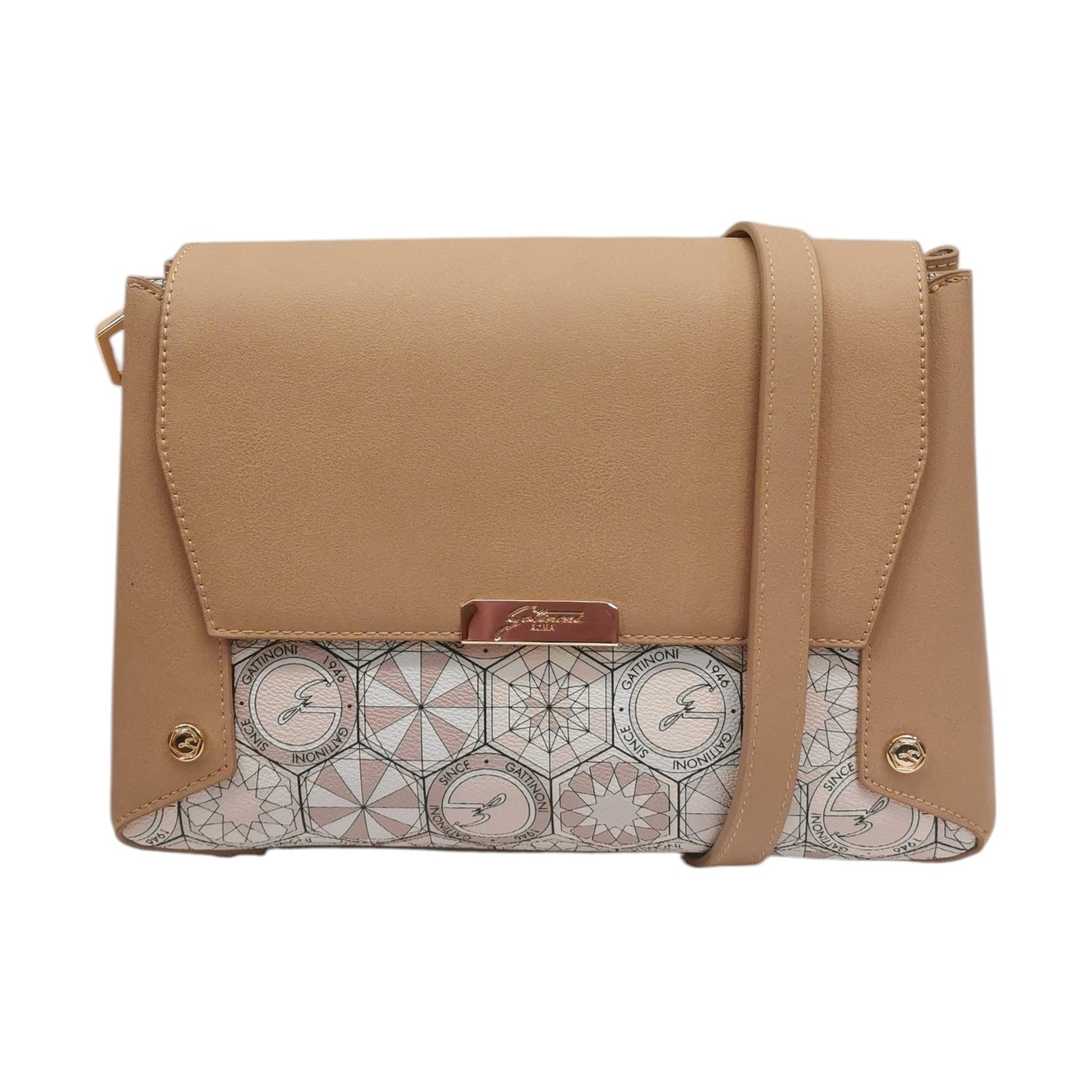 Gattinoni Roma Borsa a Tracolla Donna con 3 Scomparti in Stampa Teodosia Nudo e Chiusura con Bottone