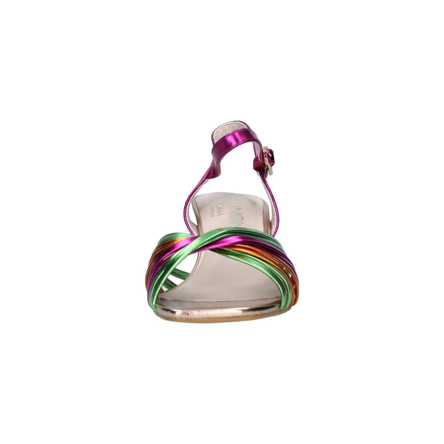 Gattinoni Sandalo Donna in Ecopelle con Fasce Multicolor Fucsia con Tacco 60mm  - Numero 35