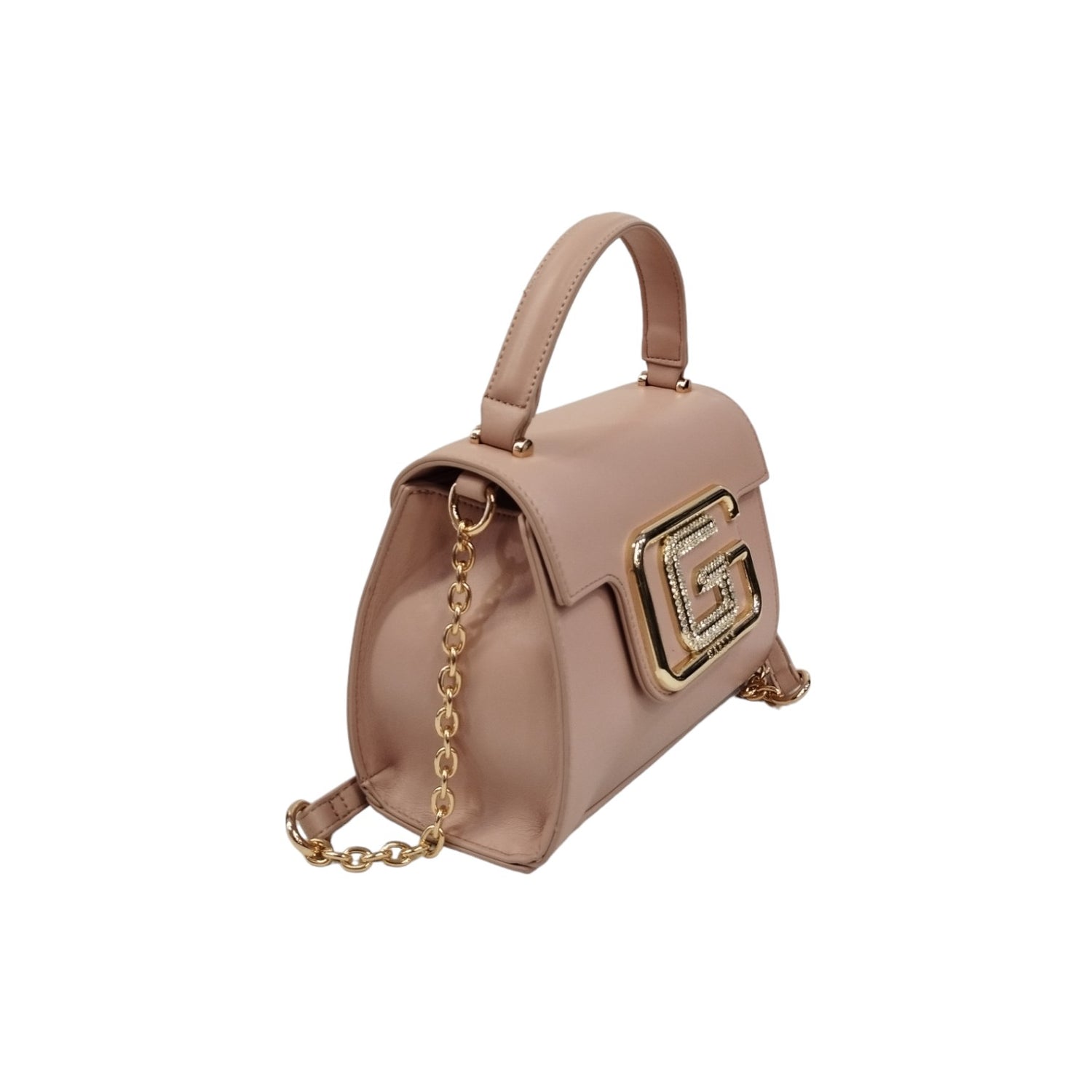 Gaelle Mini Borsa a Mano Donna in Ecopelle Rosa con Tracolla in Catena Dorata