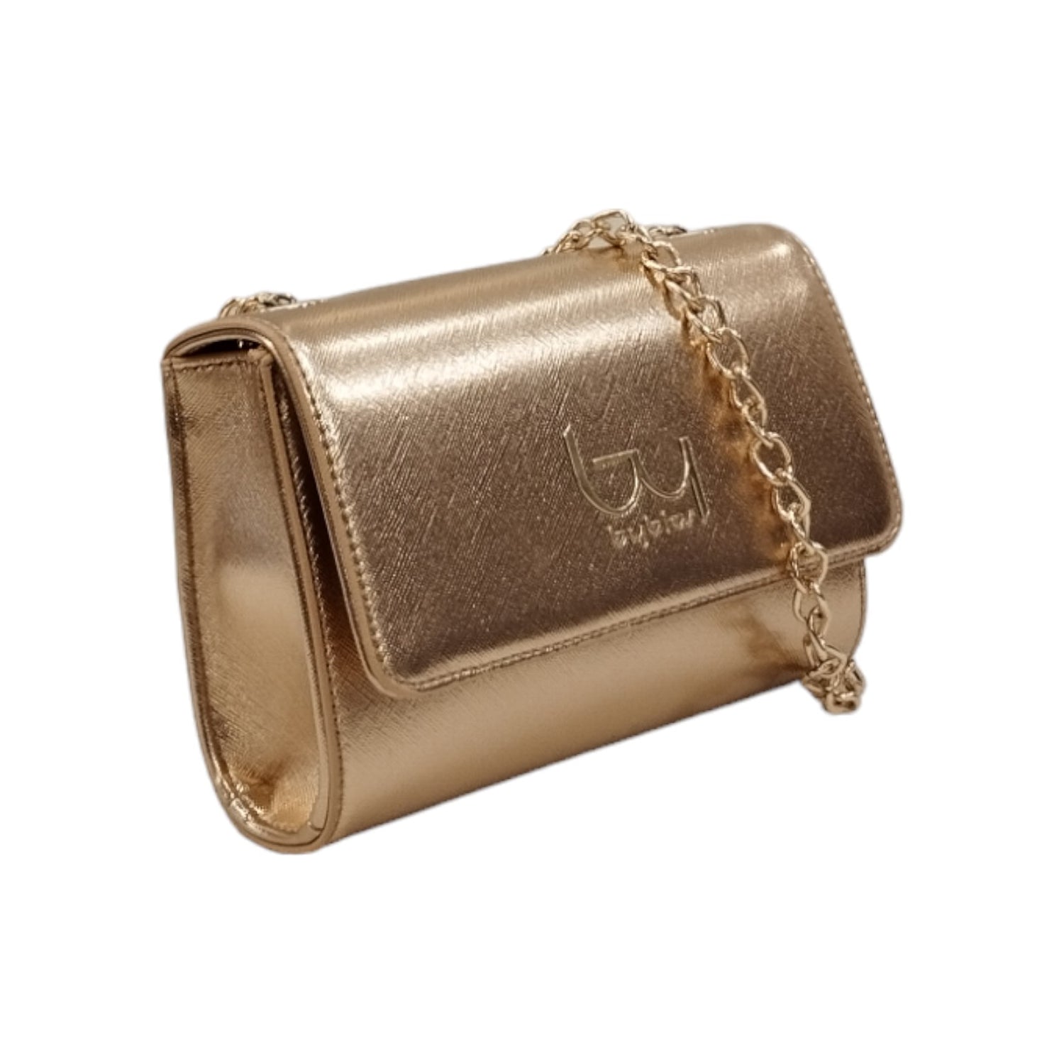 By Byblos Borsa a Tracolla Donna in Ecopelle Bronzo Laminato con Catena