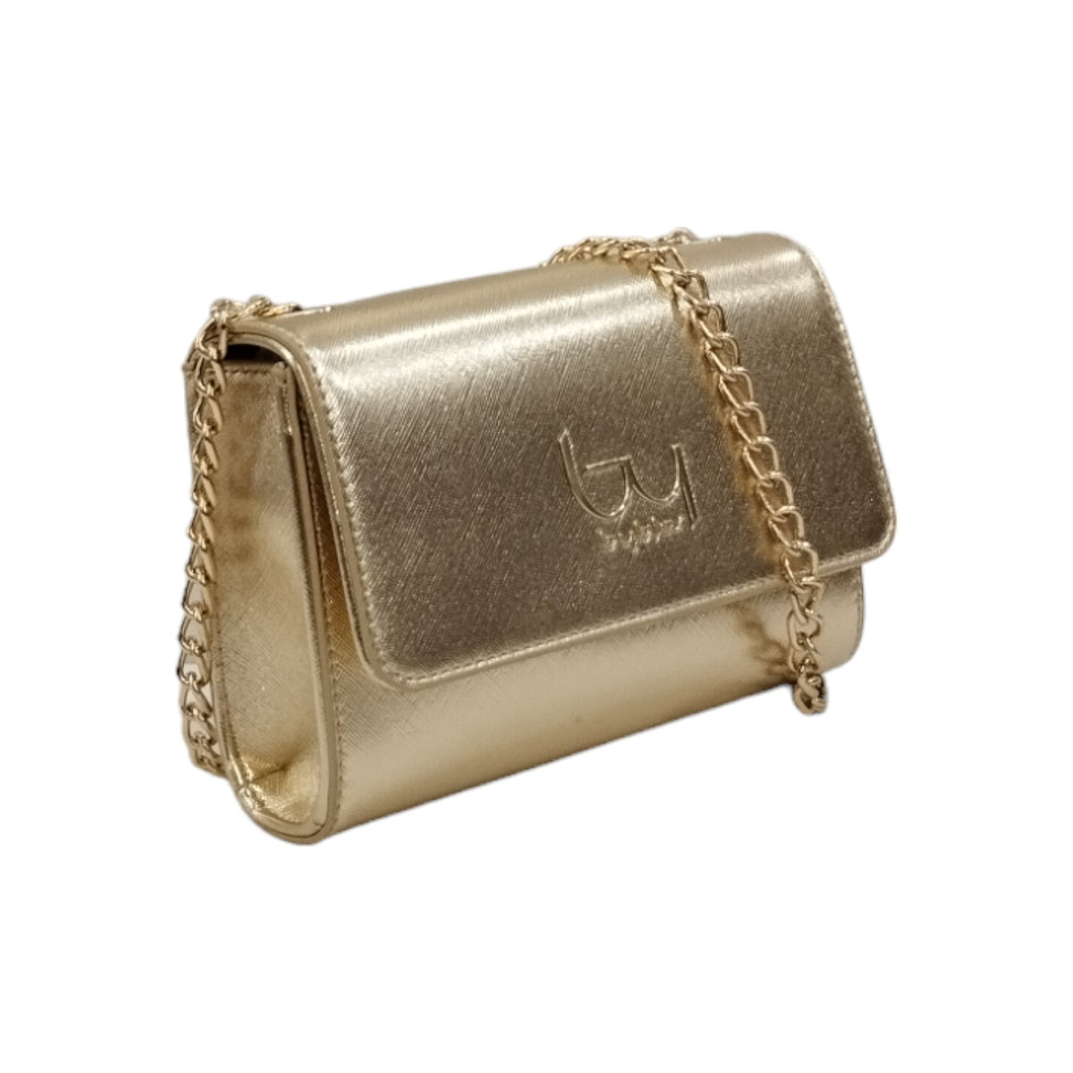 By Byblos Borsa a Tracolla Donna in Ecopelle Oro Laminato con Catena