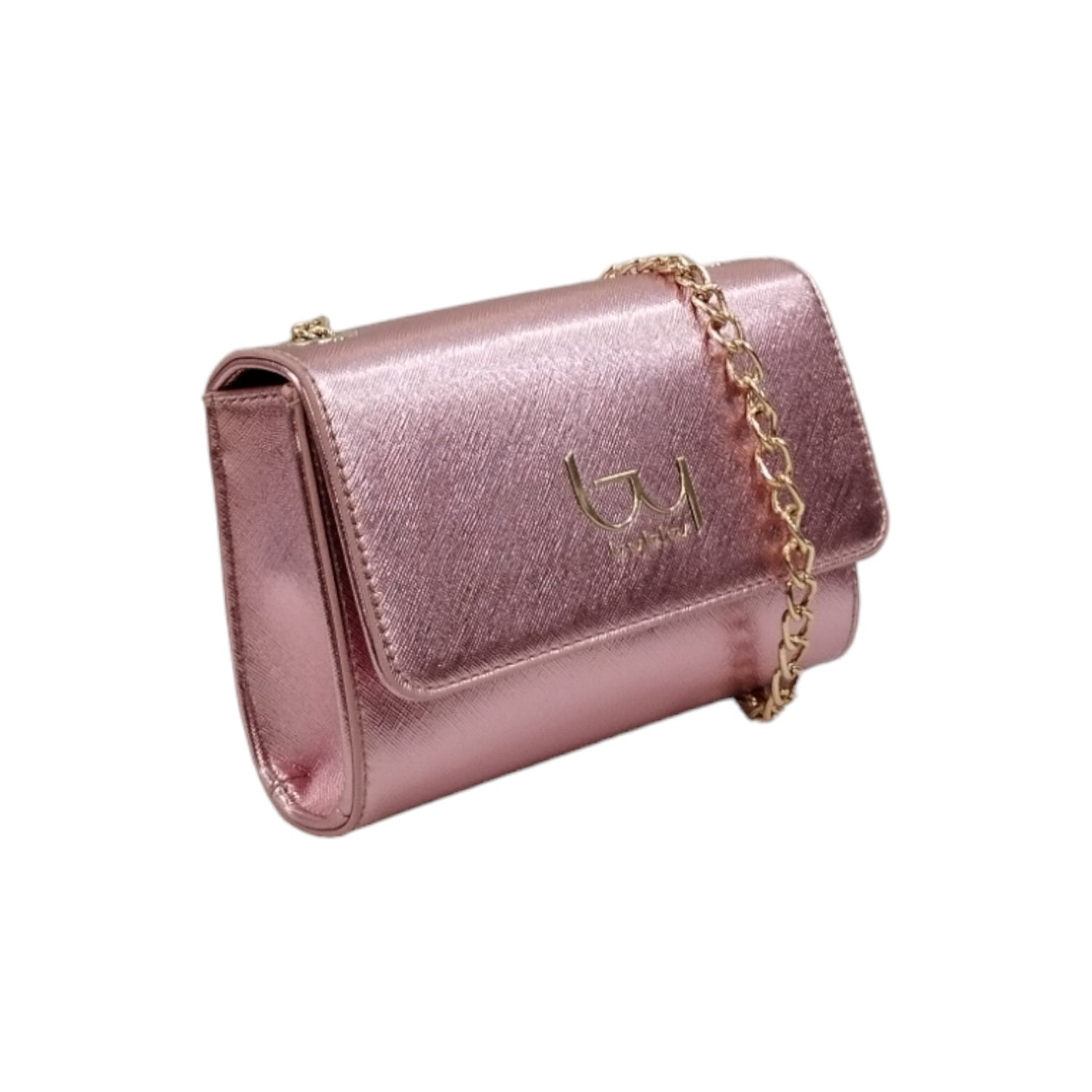 By Byblos Borsa a Tracolla Donna in Saffiano Rosa Laminato con Catena