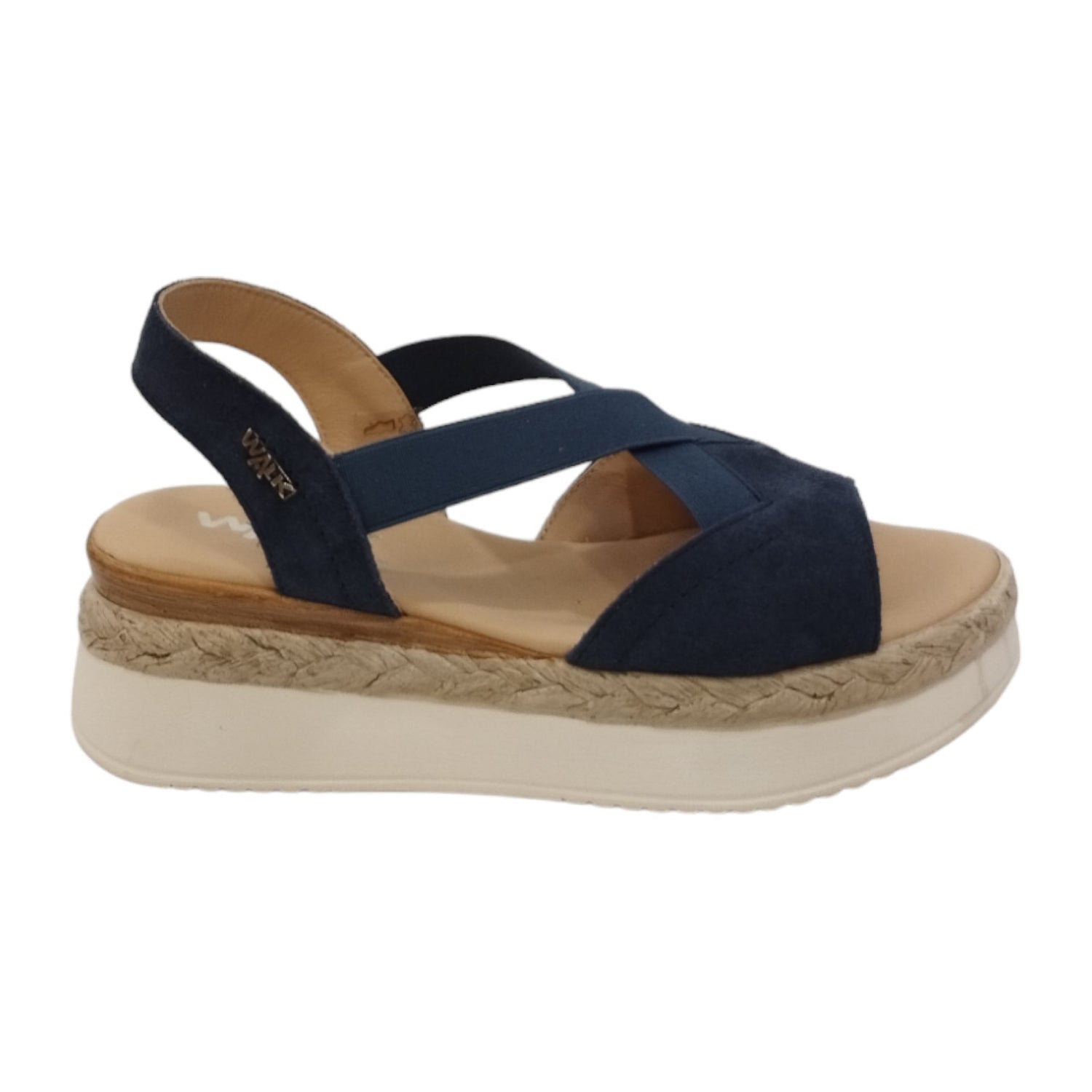 Melluso Sandalo Donna in Camoscio Blu con Elastici e Zeppa 60mm