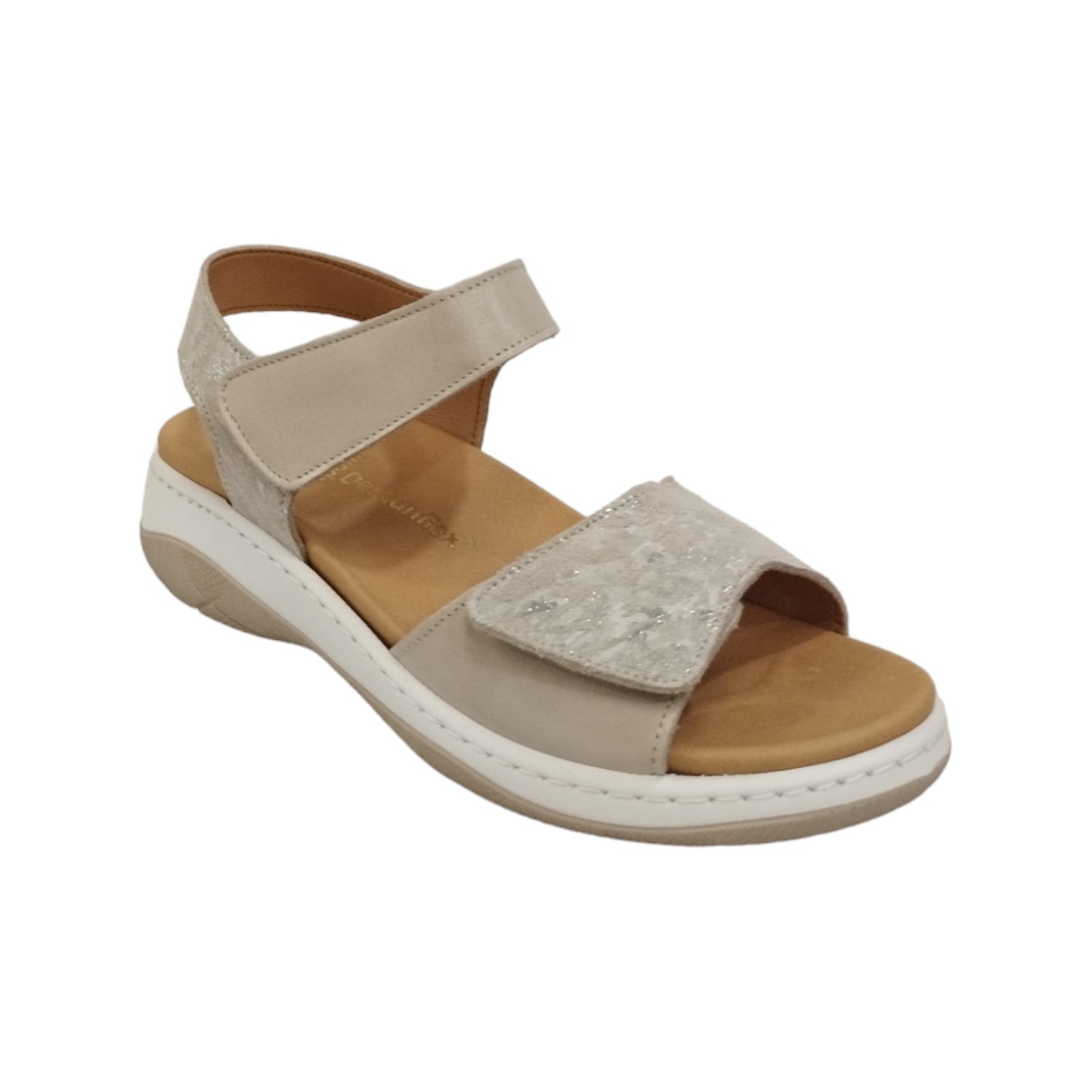 Descanflex Sandalo Donna in Pelle Beige con Doppio Strappo