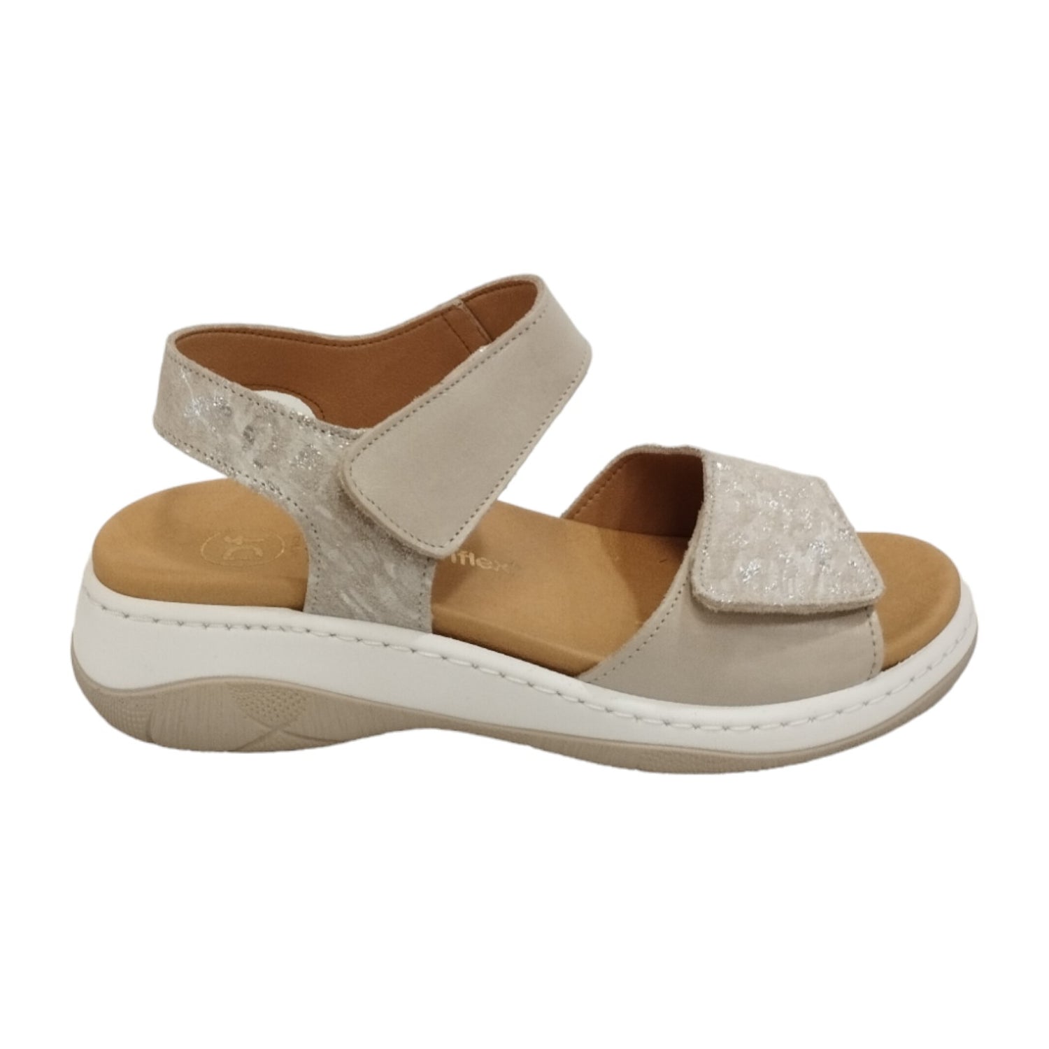 Descanflex Sandalo Donna in Pelle Beige con Doppio Strappo