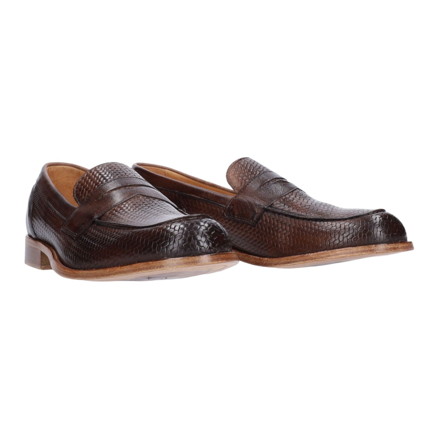Exton Mocassino Uomo in Pelle Fango con Motivo Intrecciato