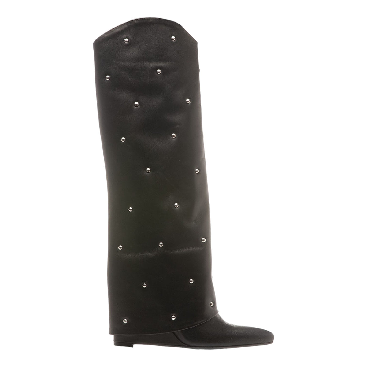 The Icona Stivale Alto Nero in Pelle con Borchie