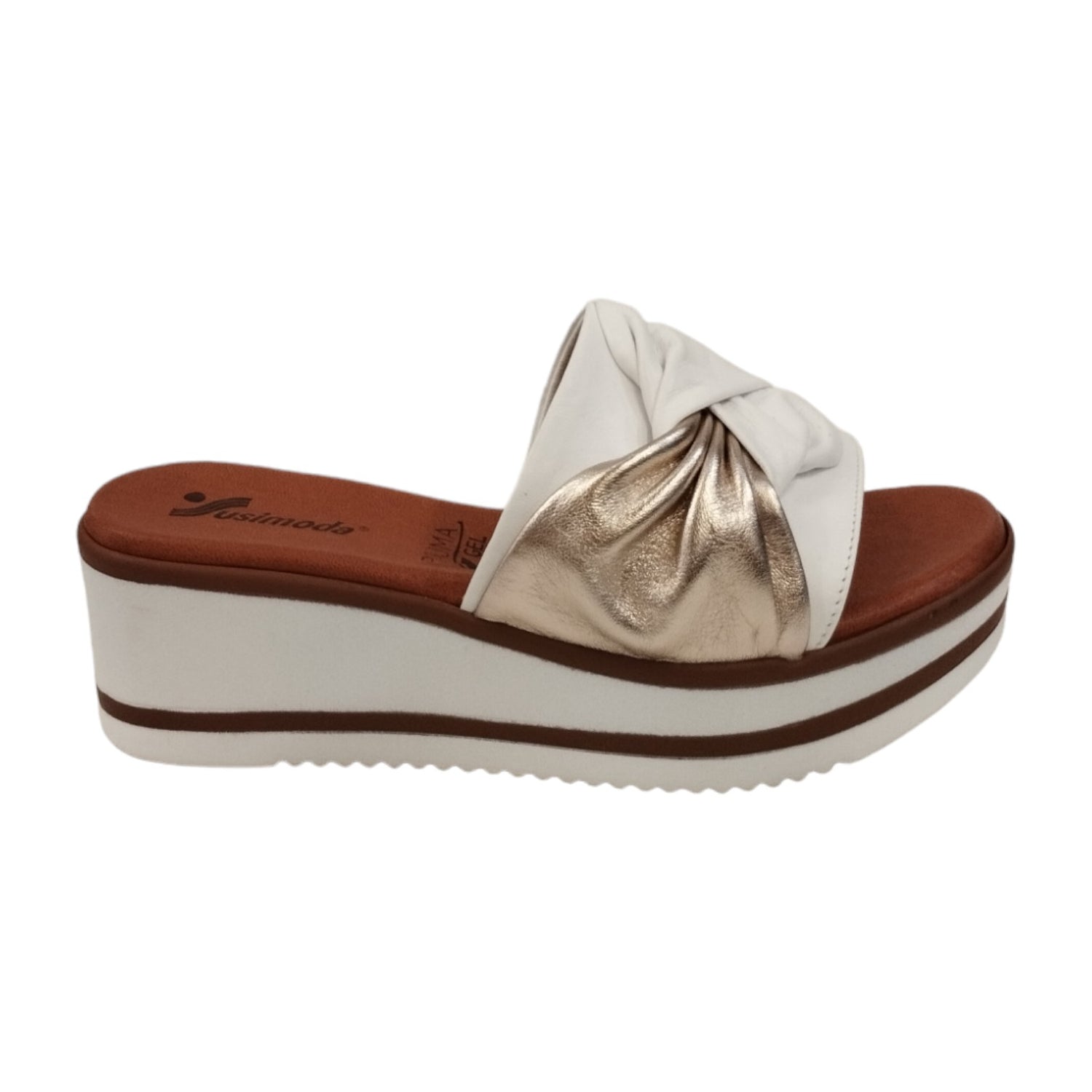 Susimoda Ciabatta Bianca Oro con Zeppa