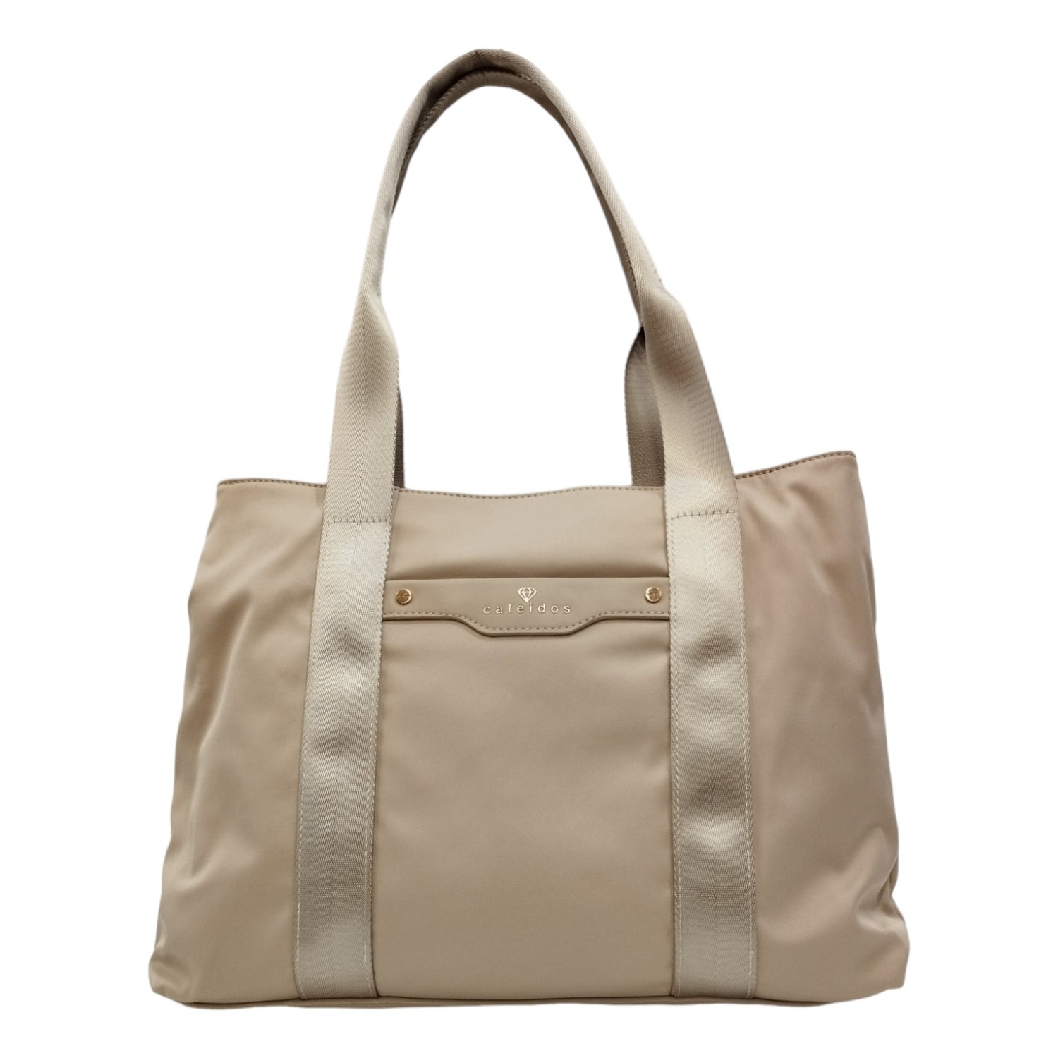 Caleidos Borsa a Spalla Donna in Tessuto Beige con Doppio Manico